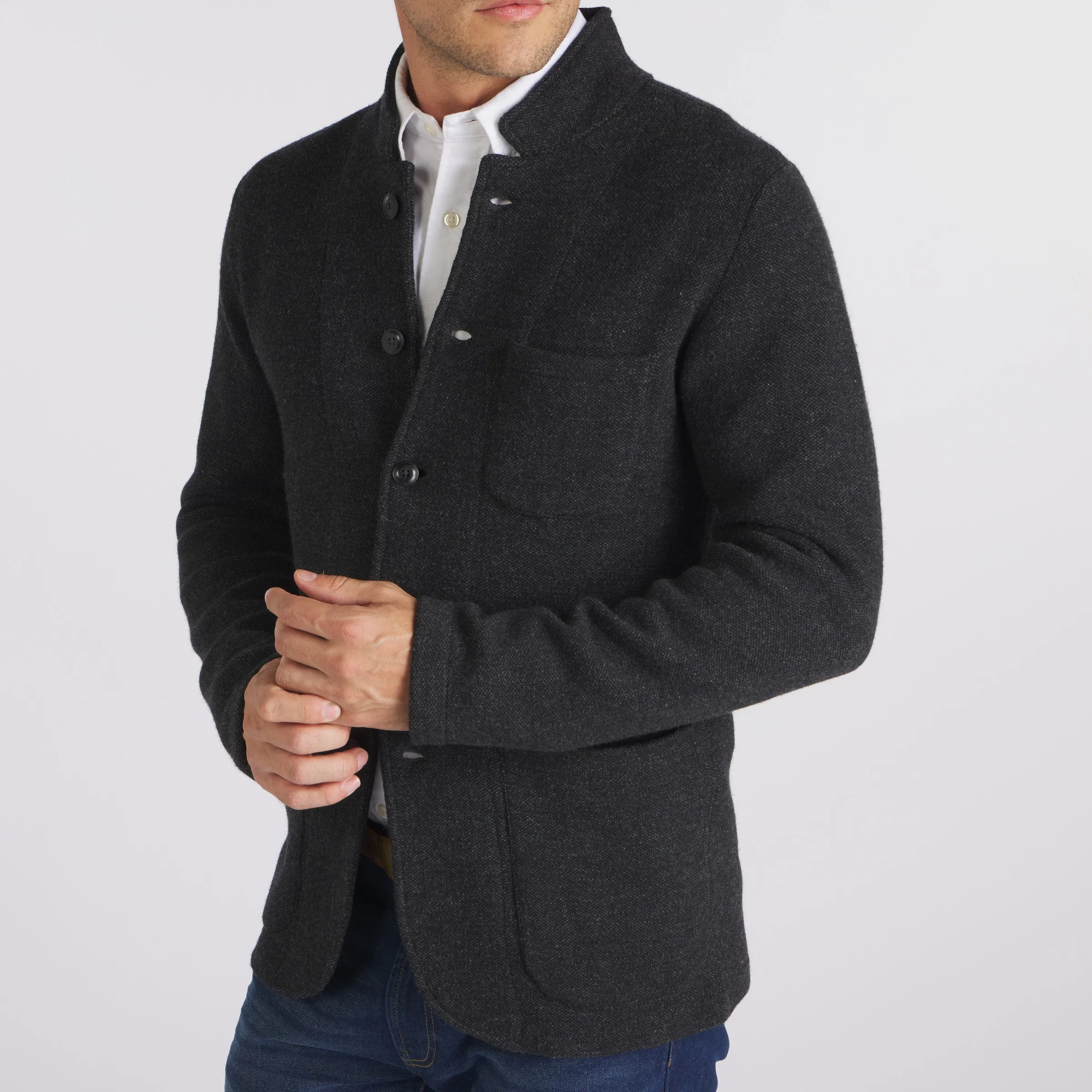 Nelson Jacquard Swacket - Charcoal Marl