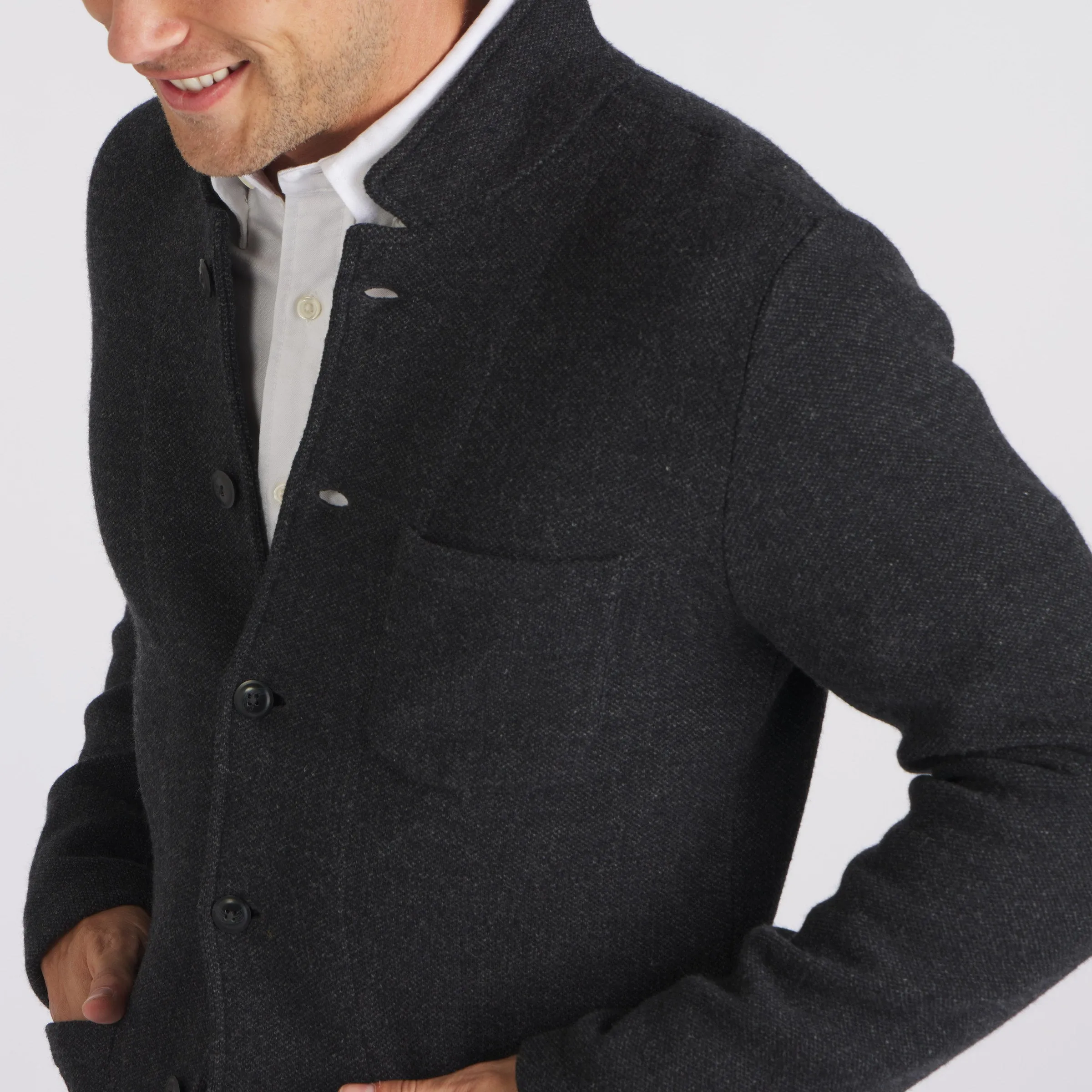 Nelson Jacquard Swacket - Charcoal Marl