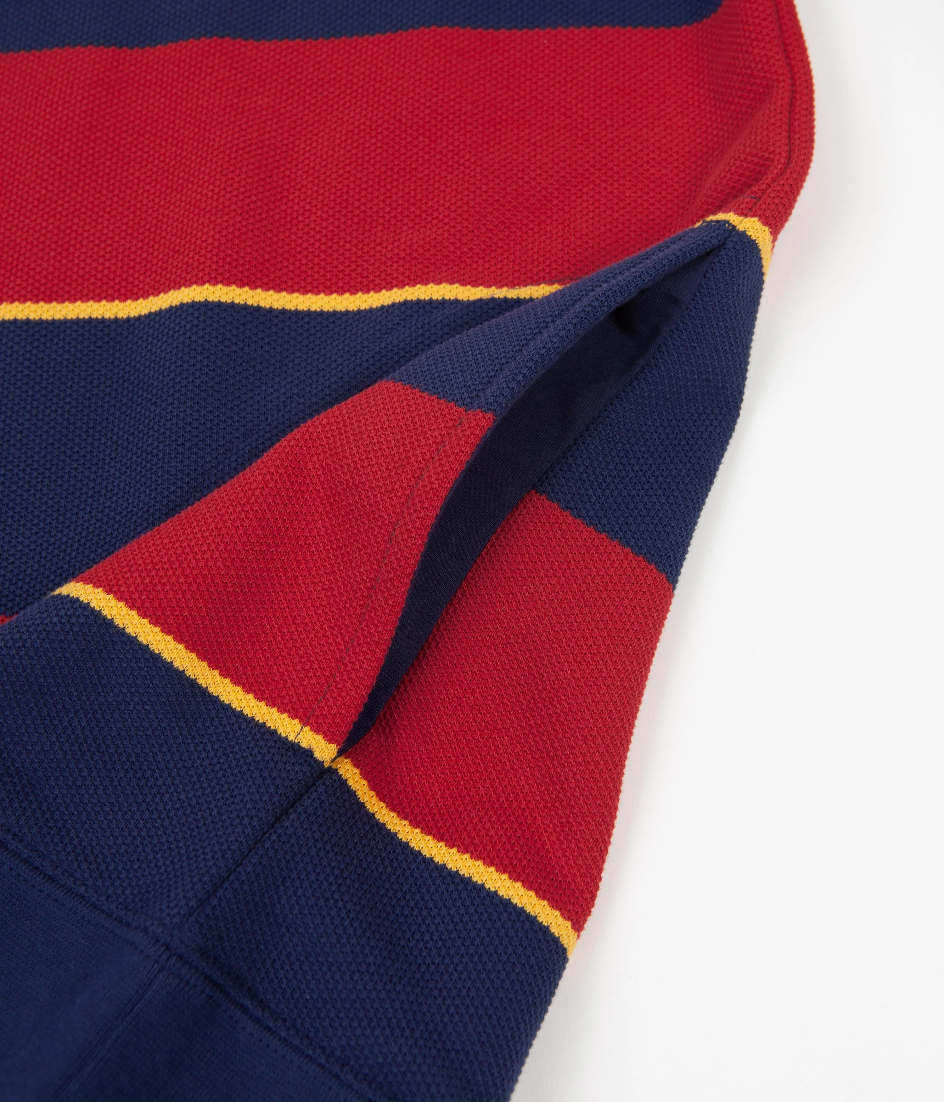 Nike SB Striped Henley Long Sleeve T-Shirt - Midnight Navy / Gym Red / Pollen