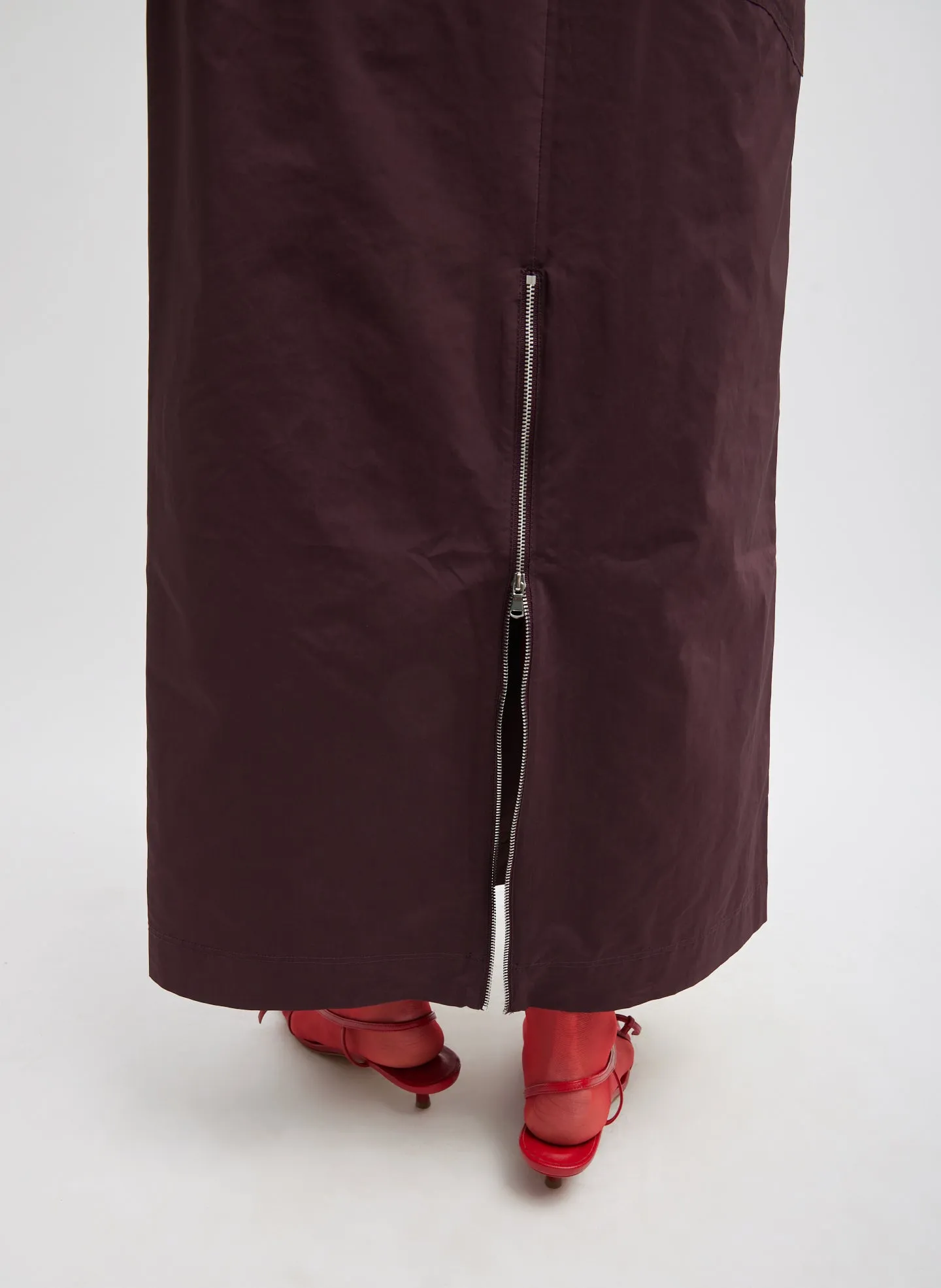 Nylon Zipper Maxi Skirt