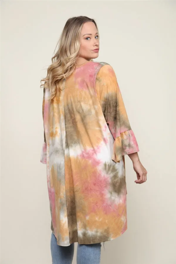 Olive and Pink Tie Dye Plus Size Tunic Top