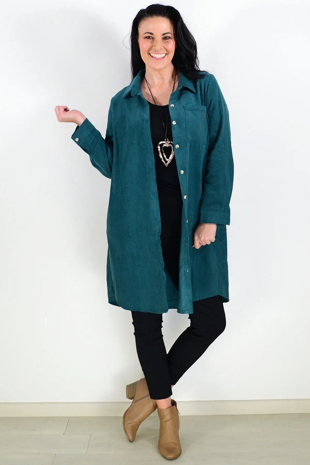 Olive Green Corduroy Tunic Shirt