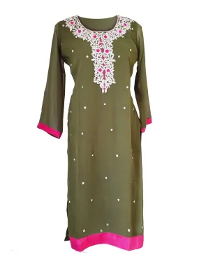 Olive Green Georgette Kurti/Tunic