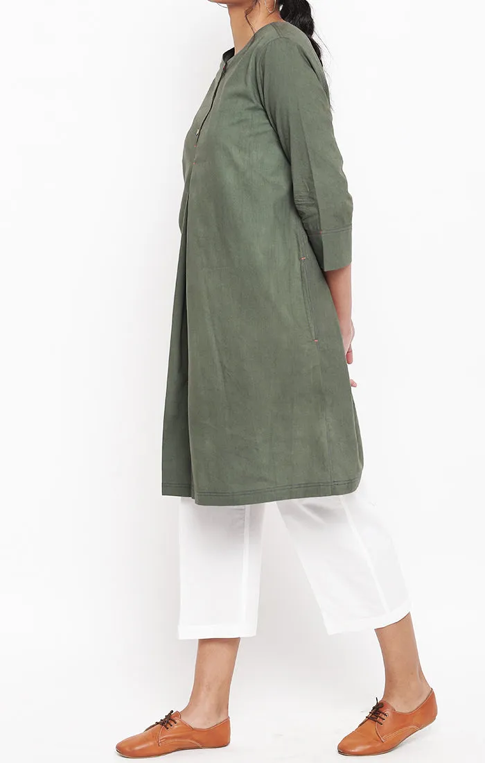 Olive Green Organic Cotton Shift Dress