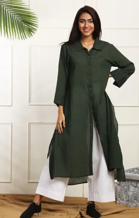 Olive Green Shirt Dress /Long Tunic