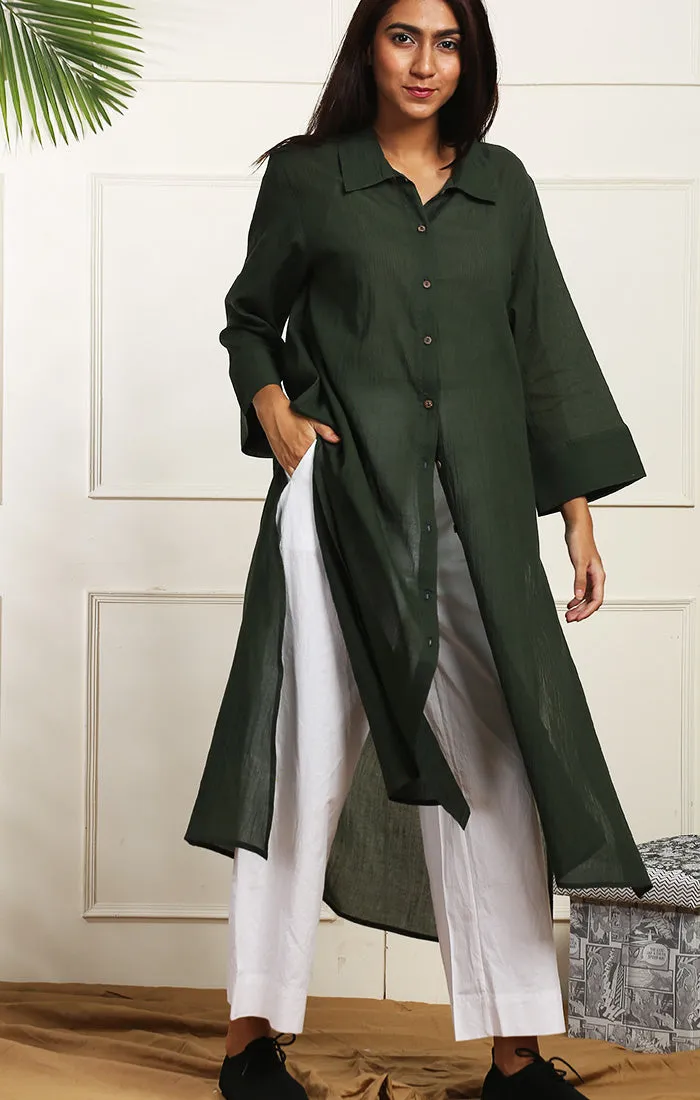 Olive Green Shirt Dress /Long Tunic