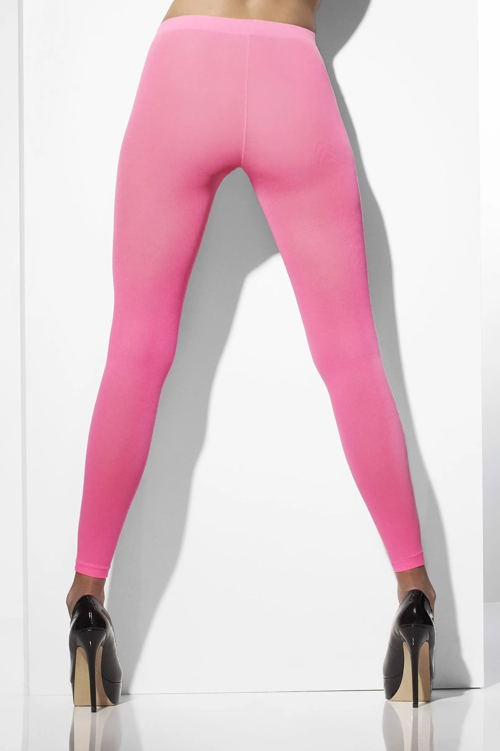 Opaque Footless Tights, Neon Pink