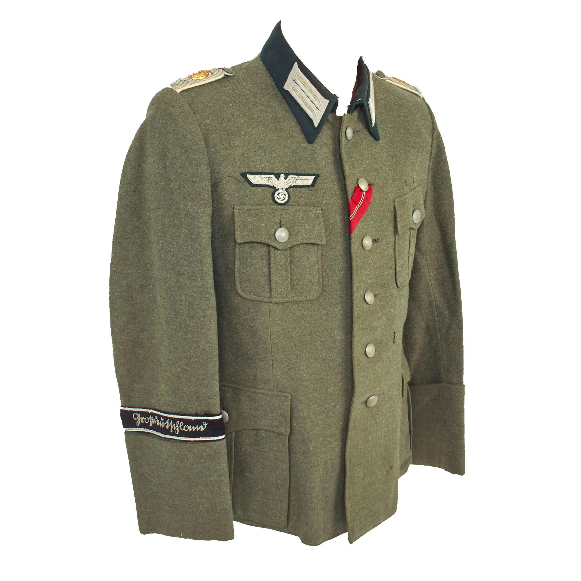 Original German WWII Heer Army Großdeutschland Division Infantry Major Officer's M36 Field Uniform Tunic with 3rd Pattern Cuff Title