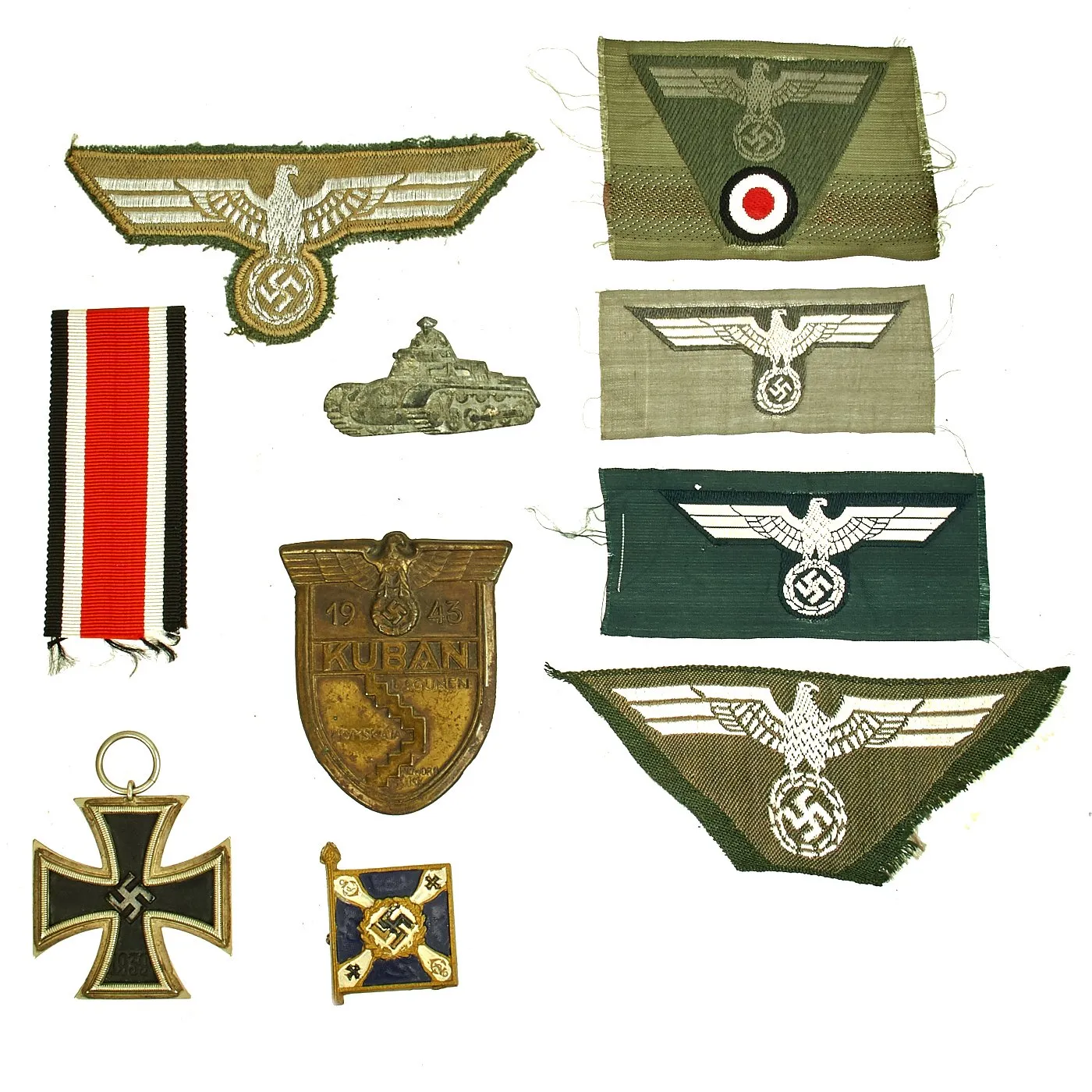 Original German WWII Heer Army Officer Insignia & Medal Grouping with Iron Cross 2nd Class & Kuban Shield