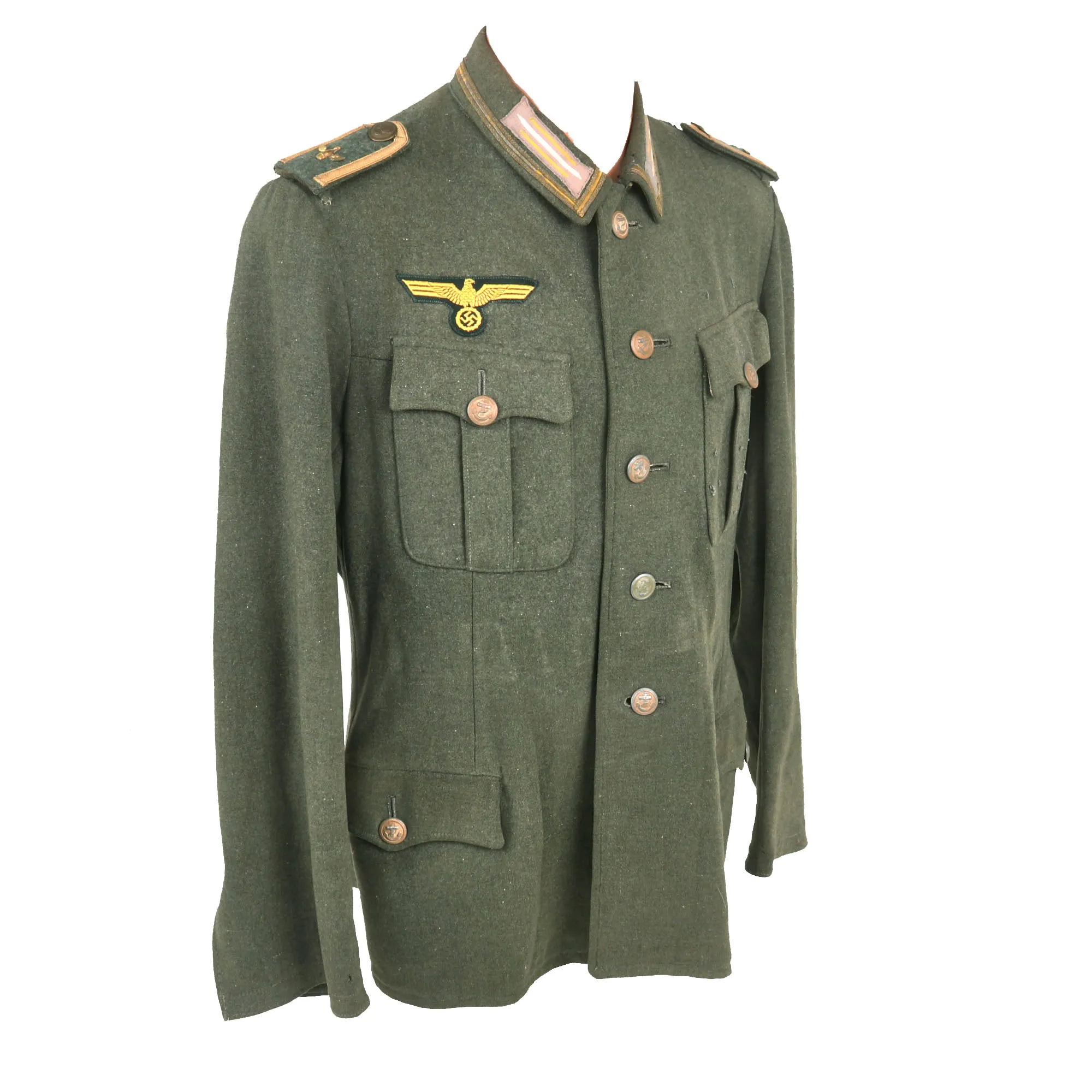 Original German WWII Kriegsmarine Coastal Artillery MarineArtillerieMaat NCO Uniform Tunic with Faded Markings