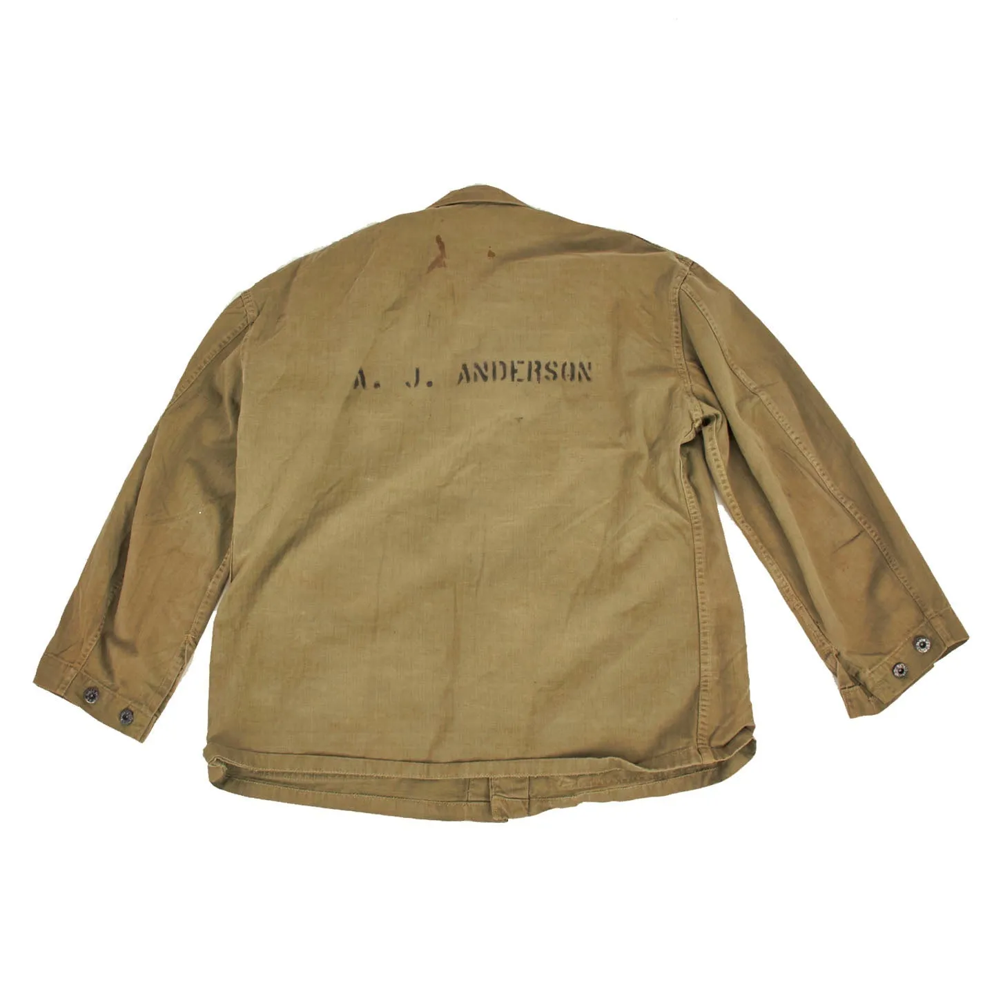 Original U.S. WWII USMC Named HBT Herringbone Twill P44 Tunic - Featured In “Sailor’s In Forest Green” Book