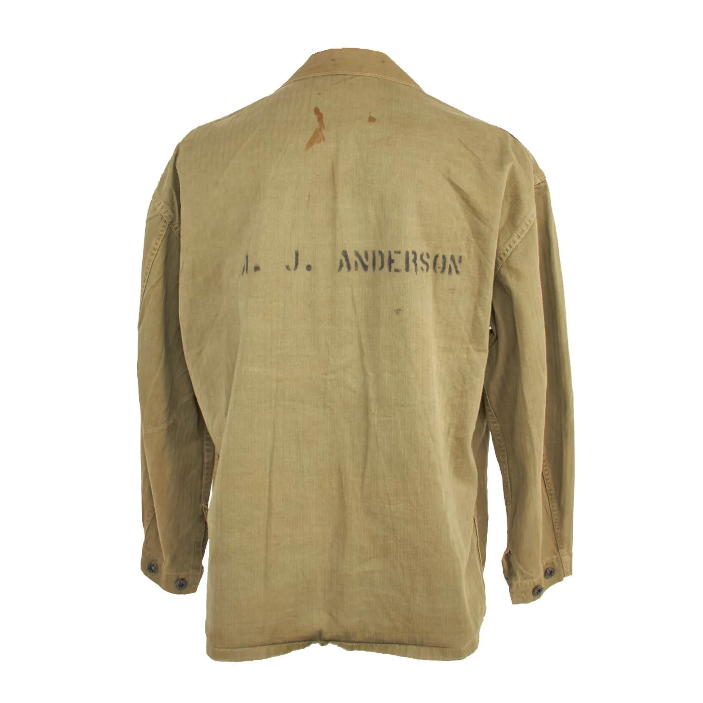 Original U.S. WWII USMC Named HBT Herringbone Twill P44 Tunic - Featured In “Sailor’s In Forest Green” Book