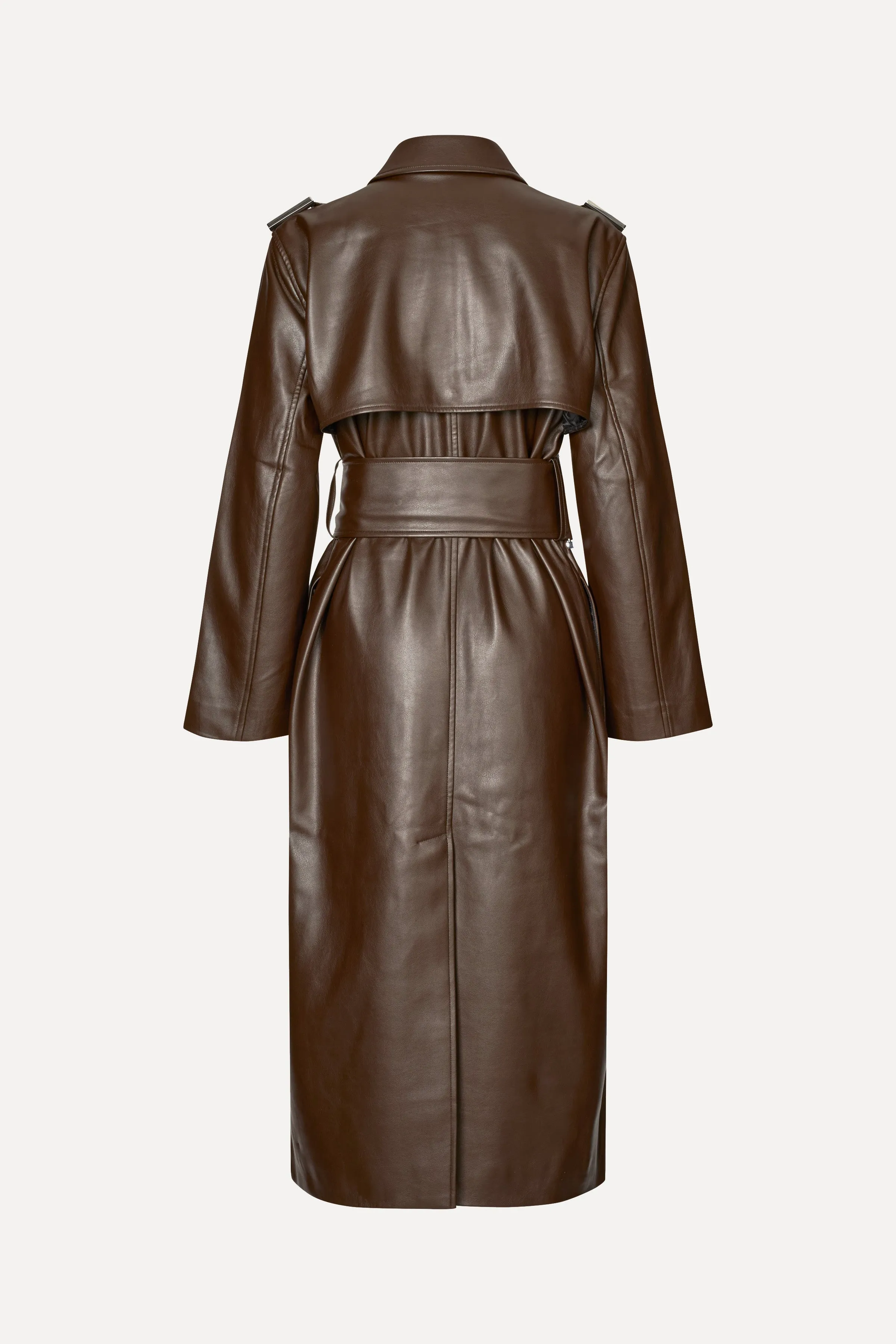 Oversized Trenchcoat With Buckle Belt - Chocolate