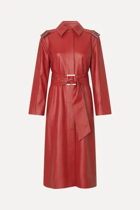 Oversized Trenchcoat With Buckle Belt - Red Ochre