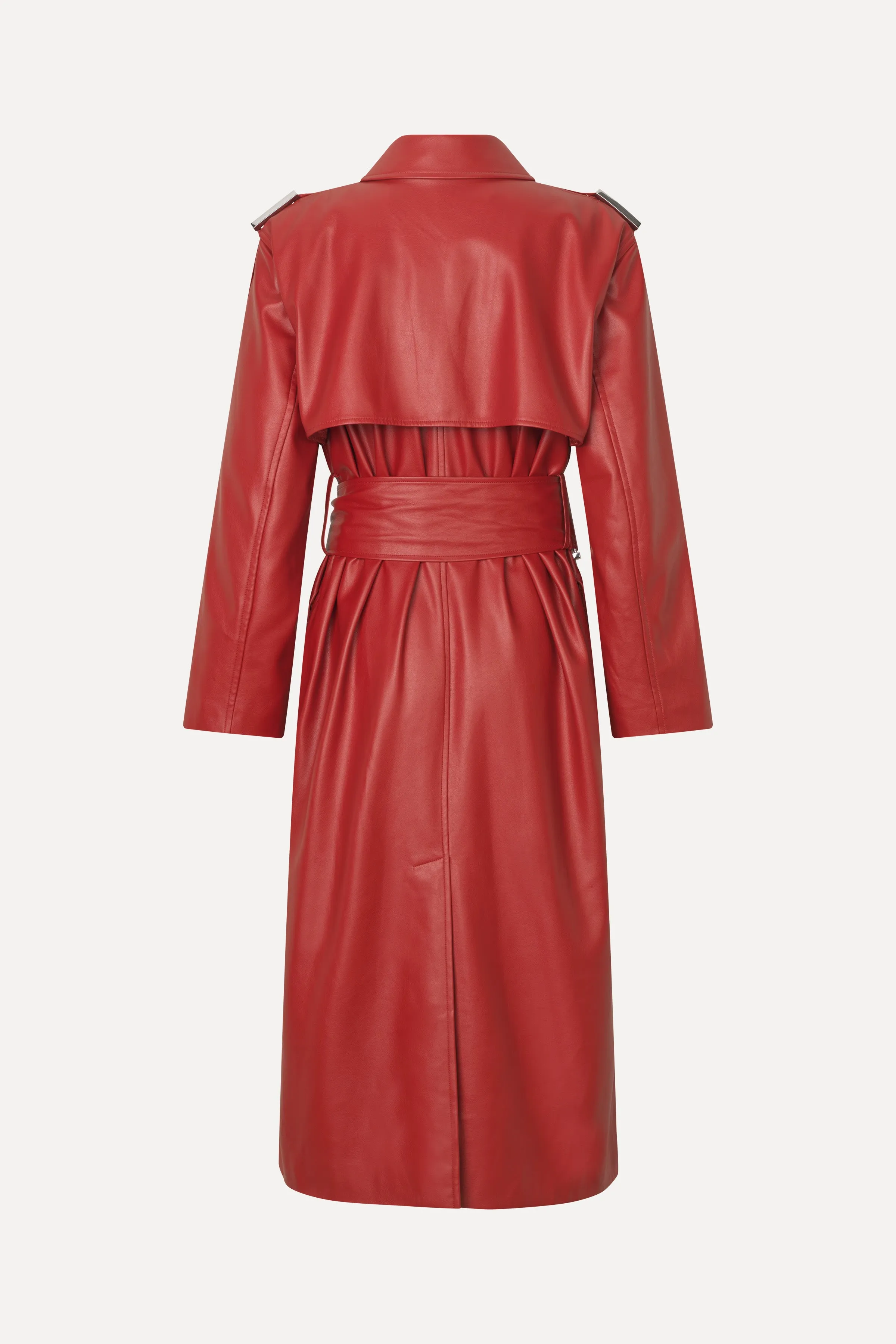 Oversized Trenchcoat With Buckle Belt - Red Ochre