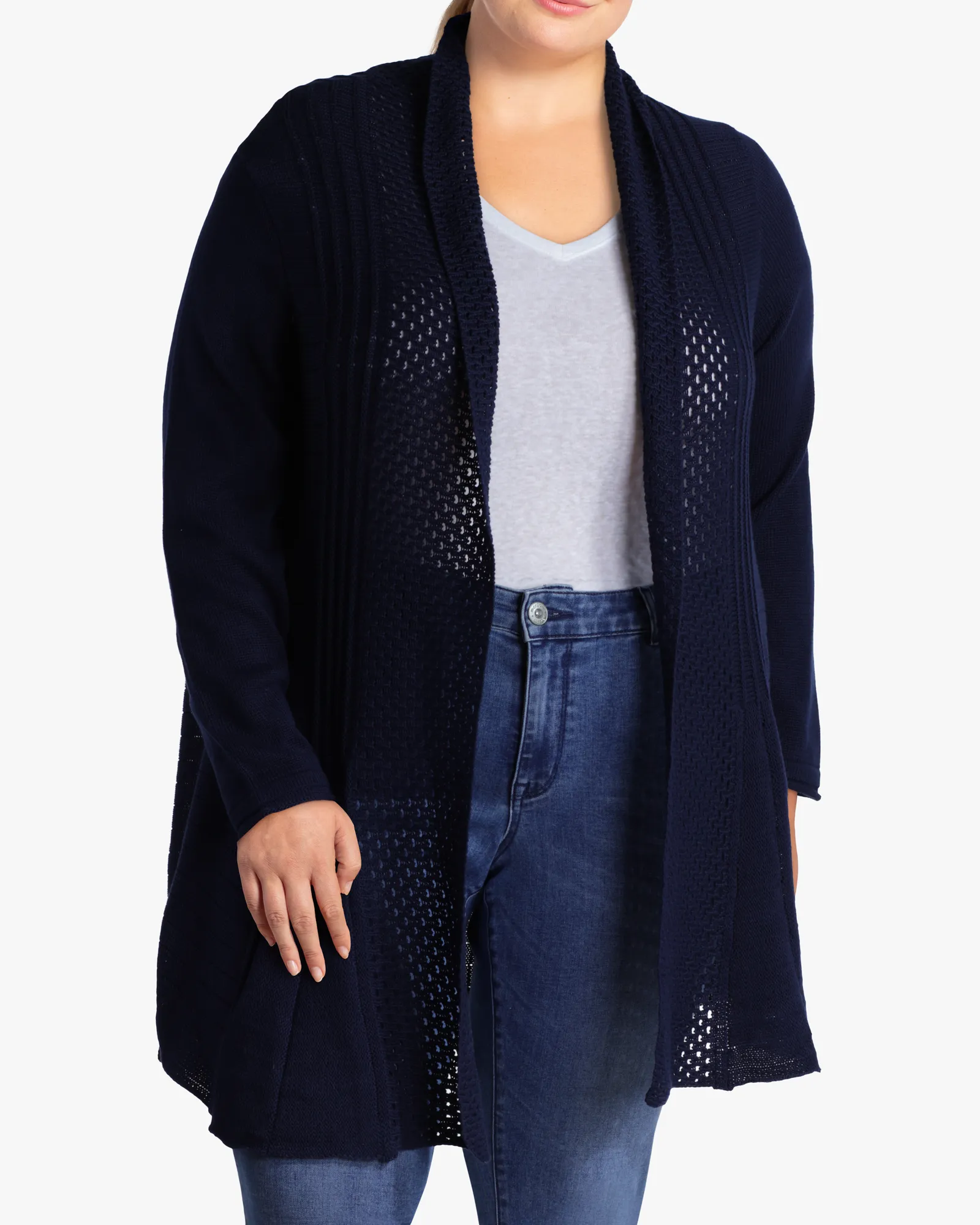 Oxana Accordion Pleat Cardigan | Navy