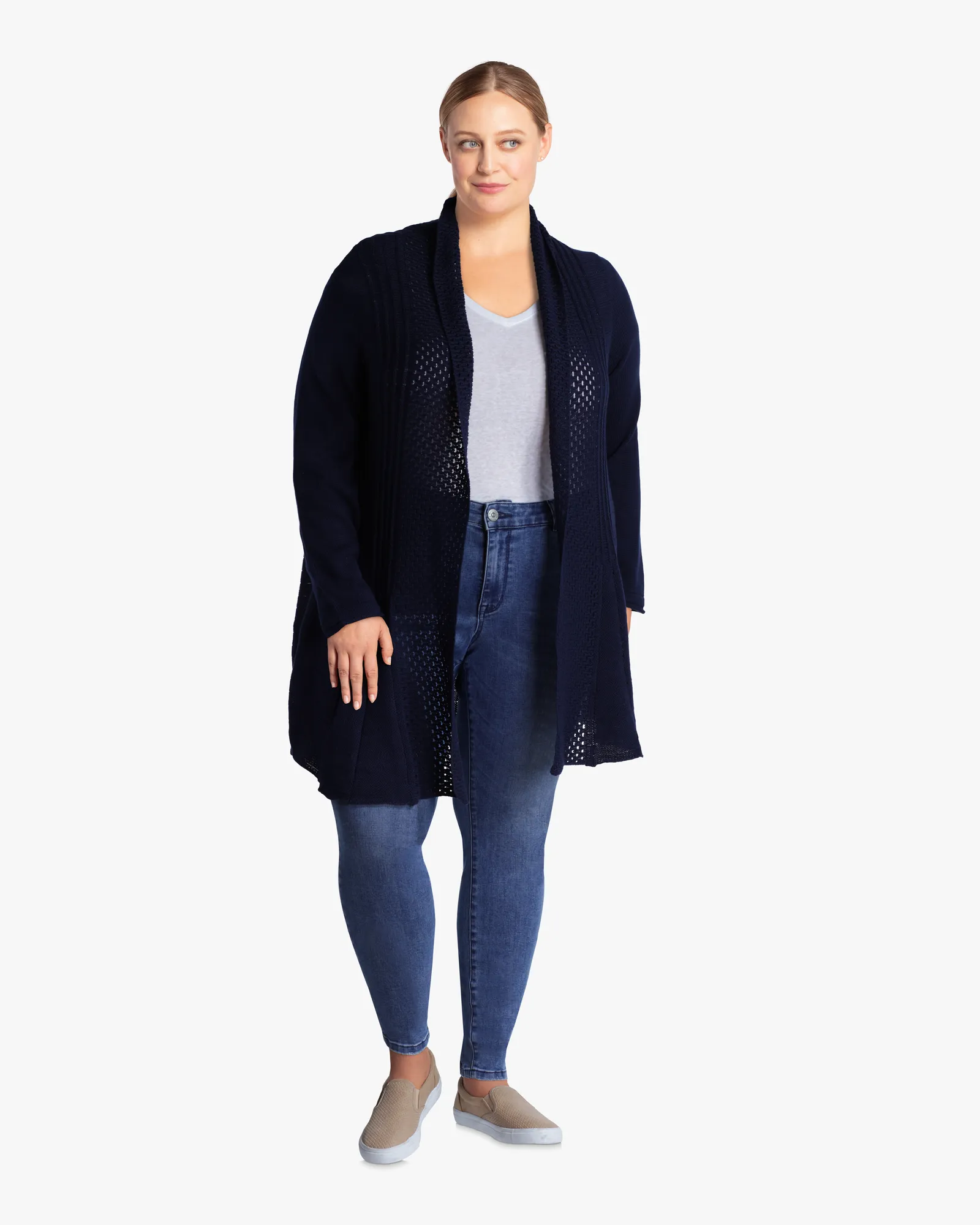 Oxana Accordion Pleat Cardigan | Navy