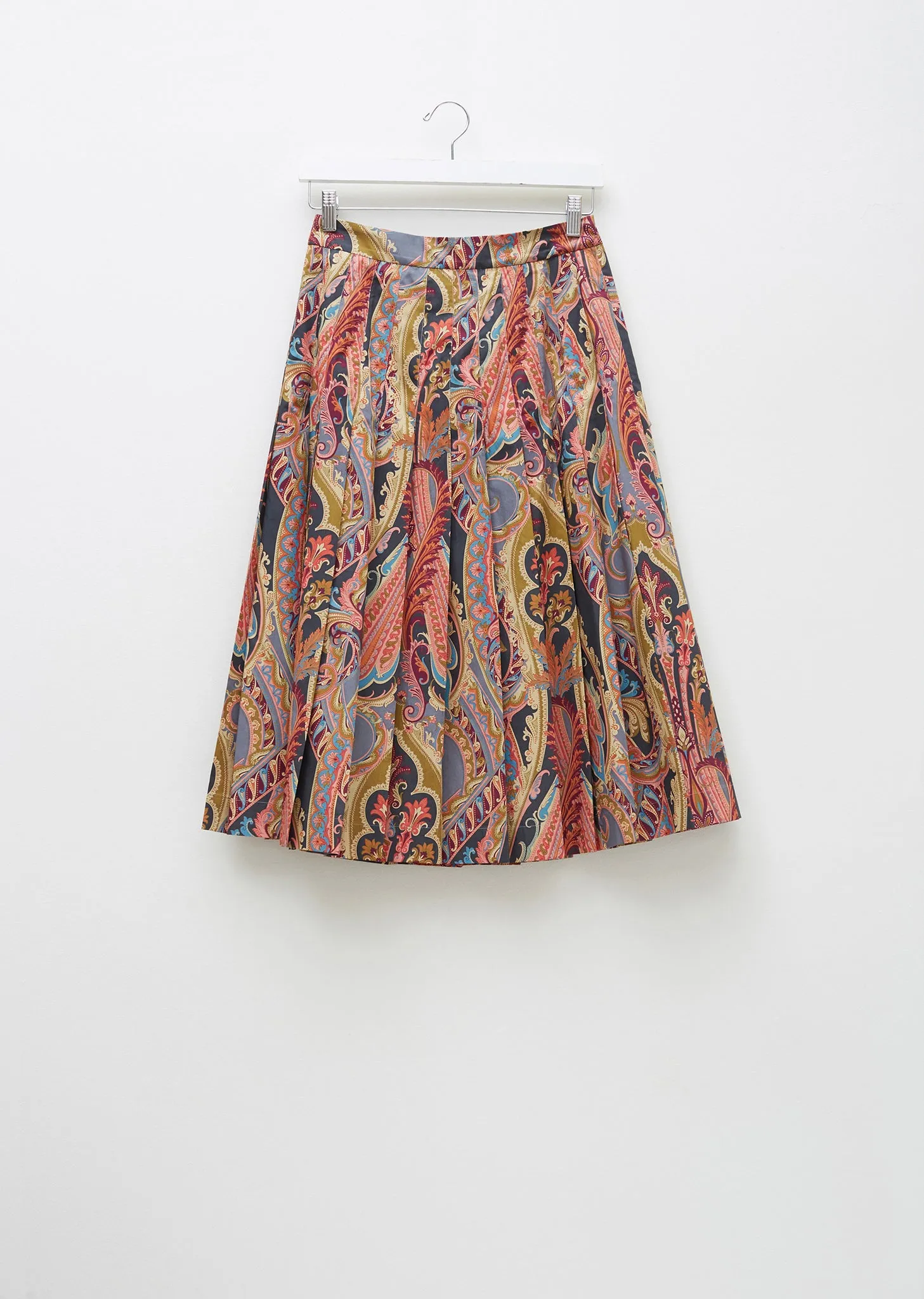 Paisley Pleated Poplin Skirt