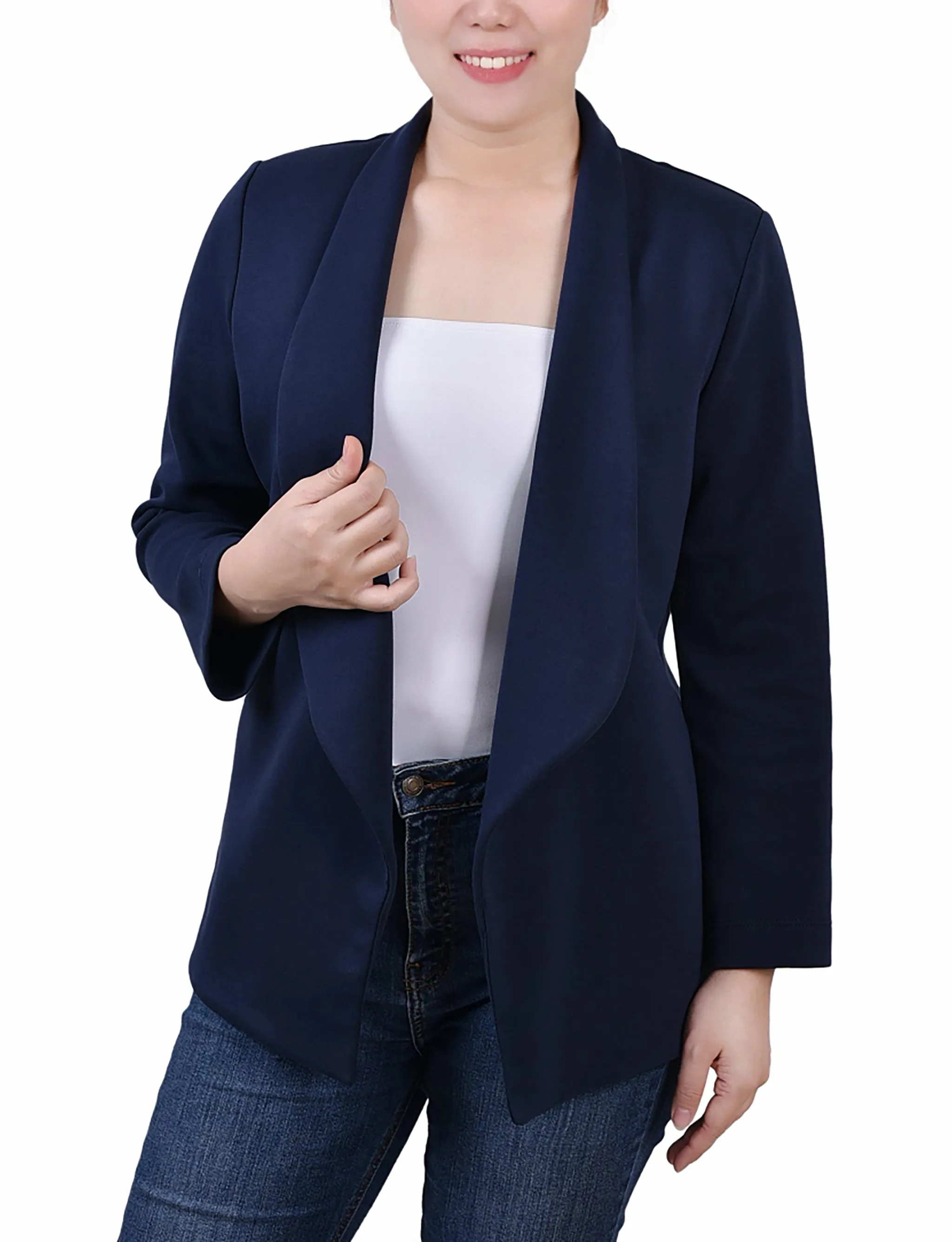 Petite 3/4 Sleeve Ponte Jacket