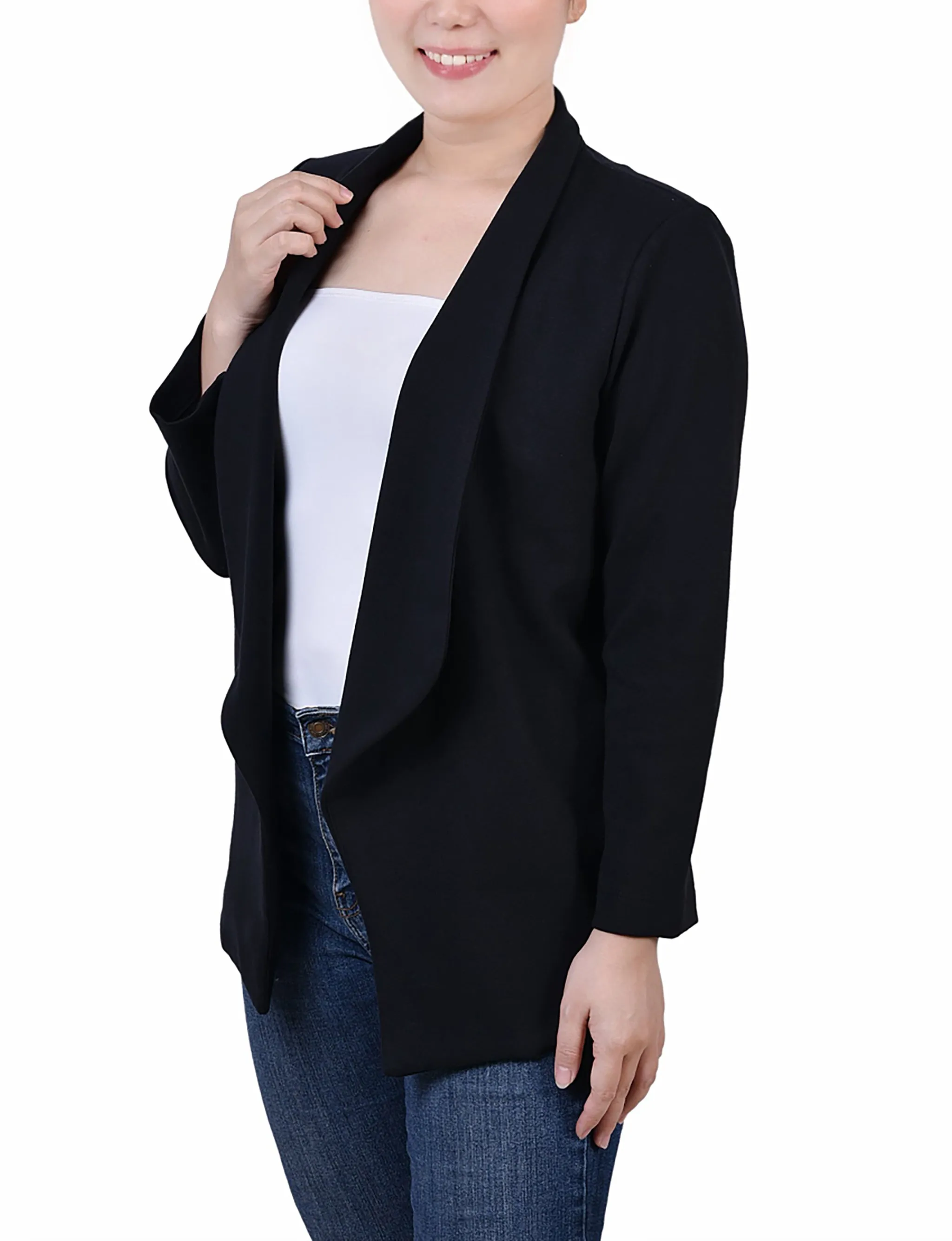 Petite 3/4 Sleeve Ponte Jacket