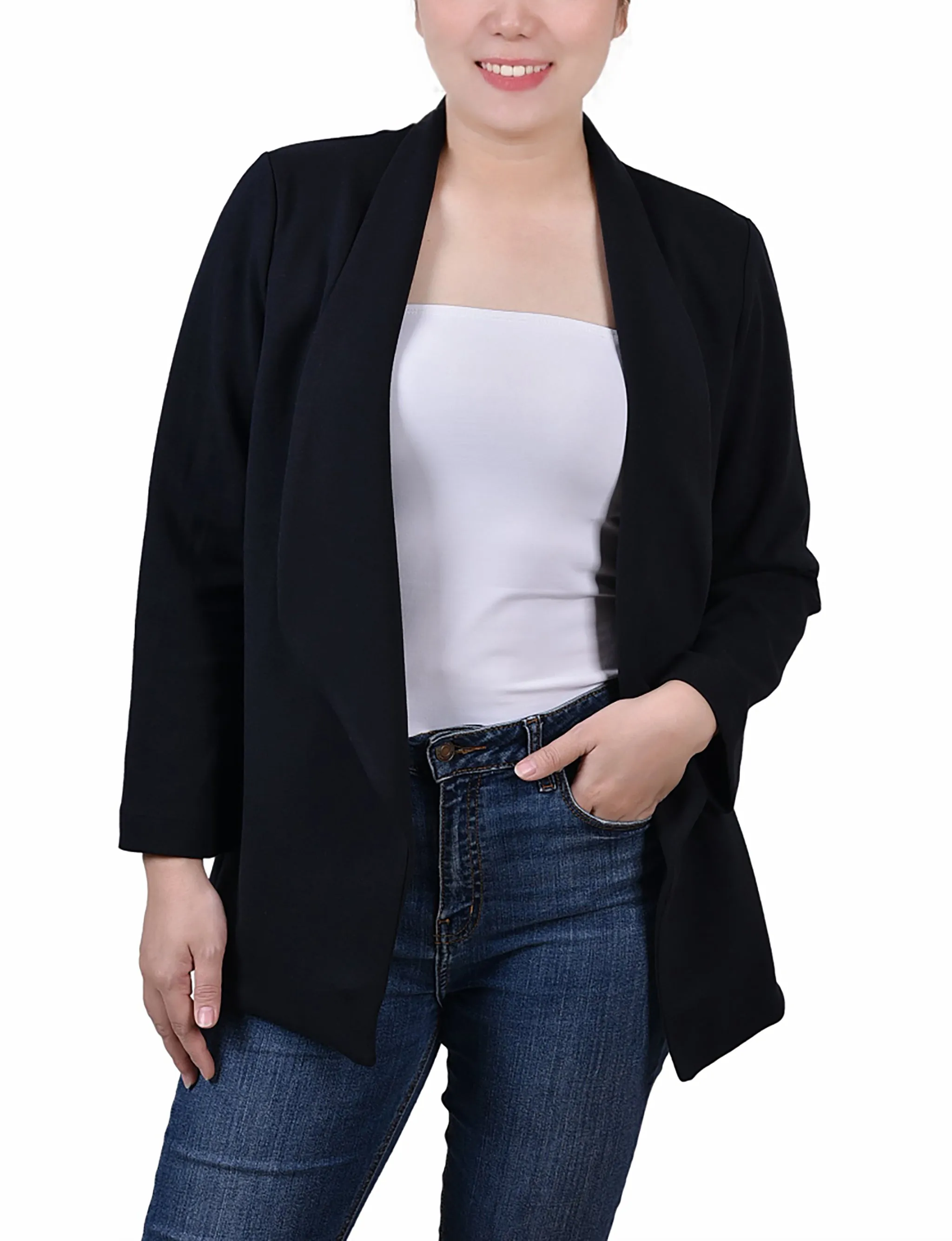 Petite 3/4 Sleeve Ponte Jacket