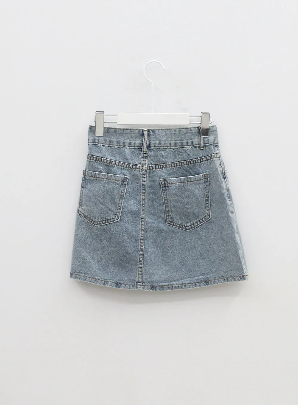 Pleated Denim Mini Skirt BM322