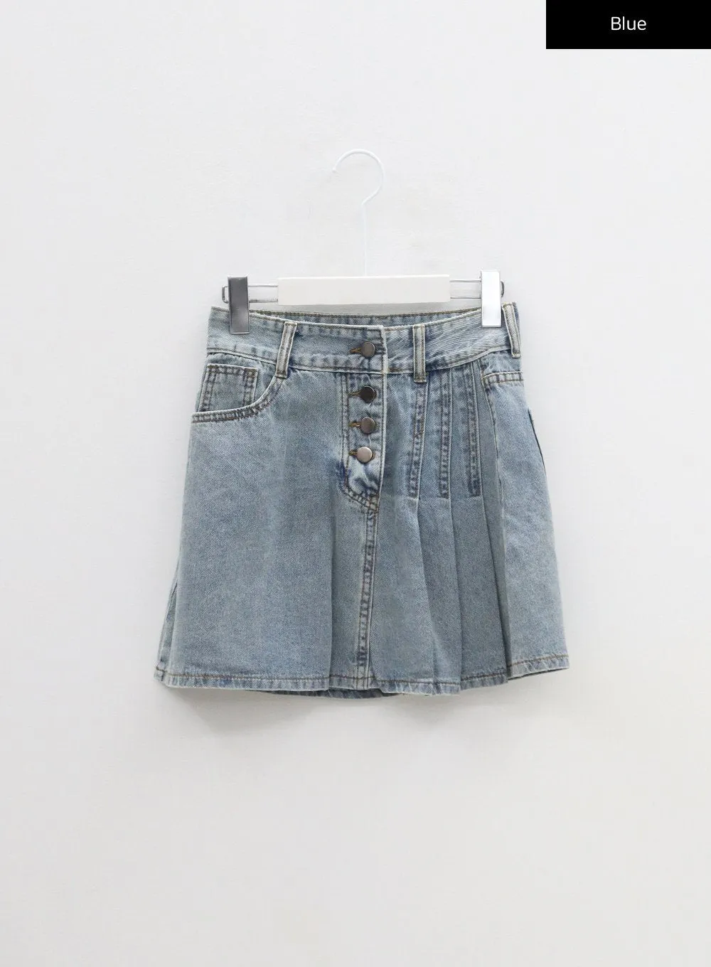 Pleated Denim Mini Skirt BM322