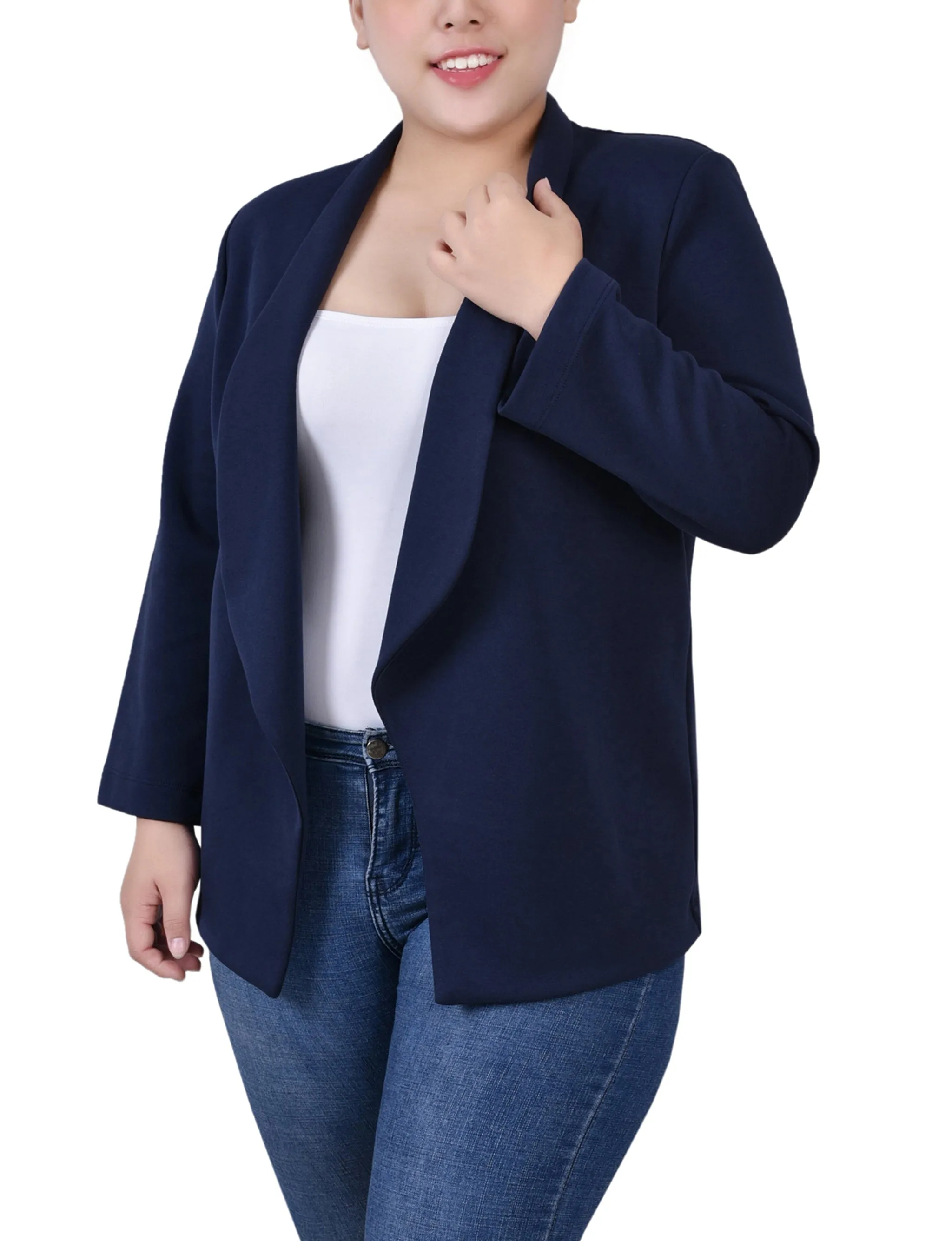 Plus Size 3/4 Sleeve Ponte Jacket