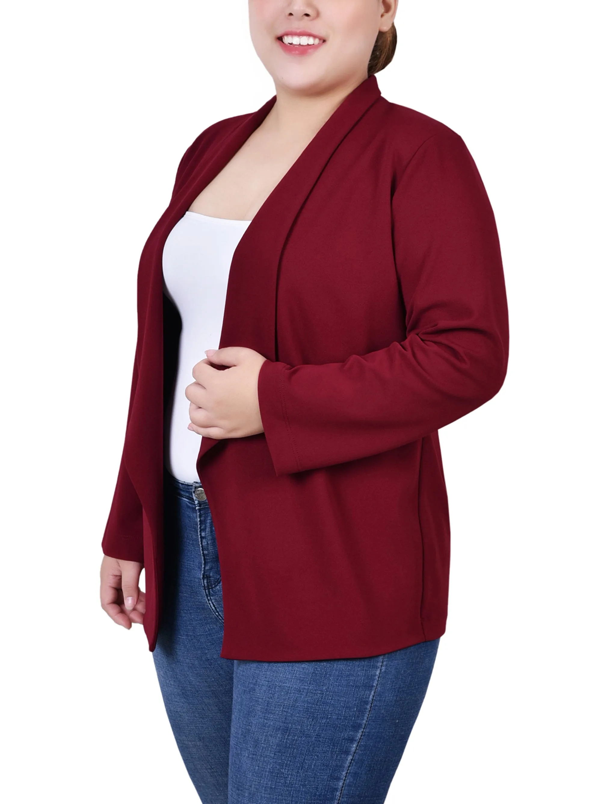 Plus Size 3/4 Sleeve Ponte Jacket