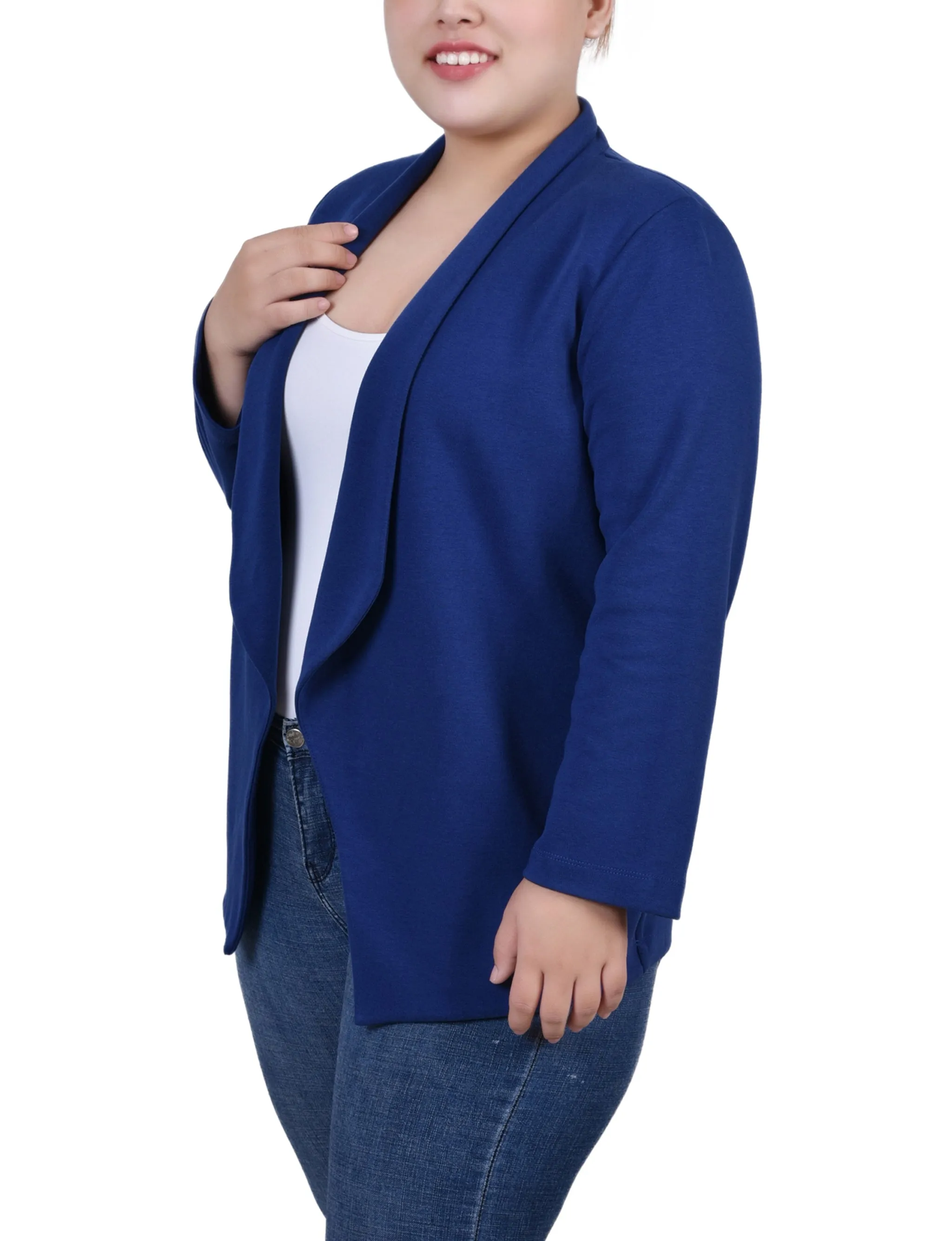 Plus Size 3/4 Sleeve Ponte Jacket