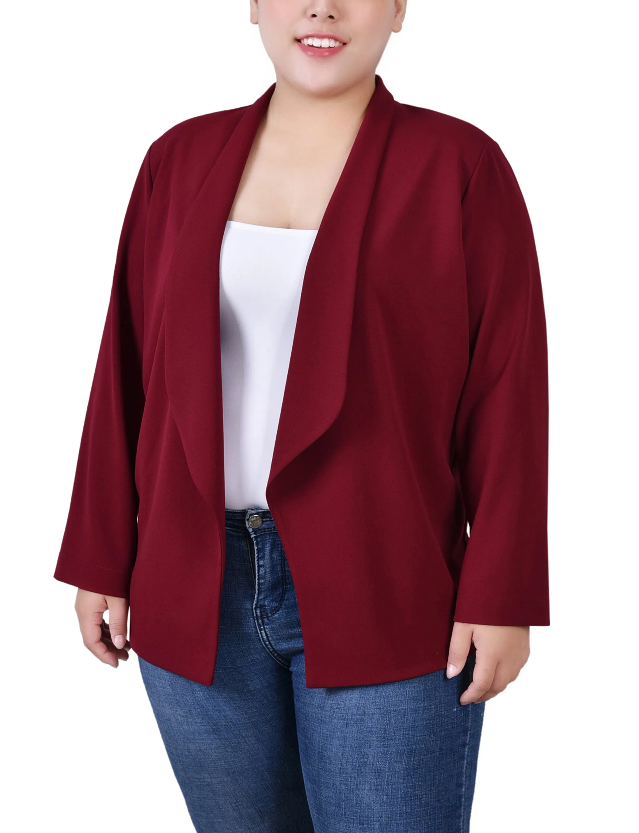 Plus Size 3/4 Sleeve Ponte Jacket