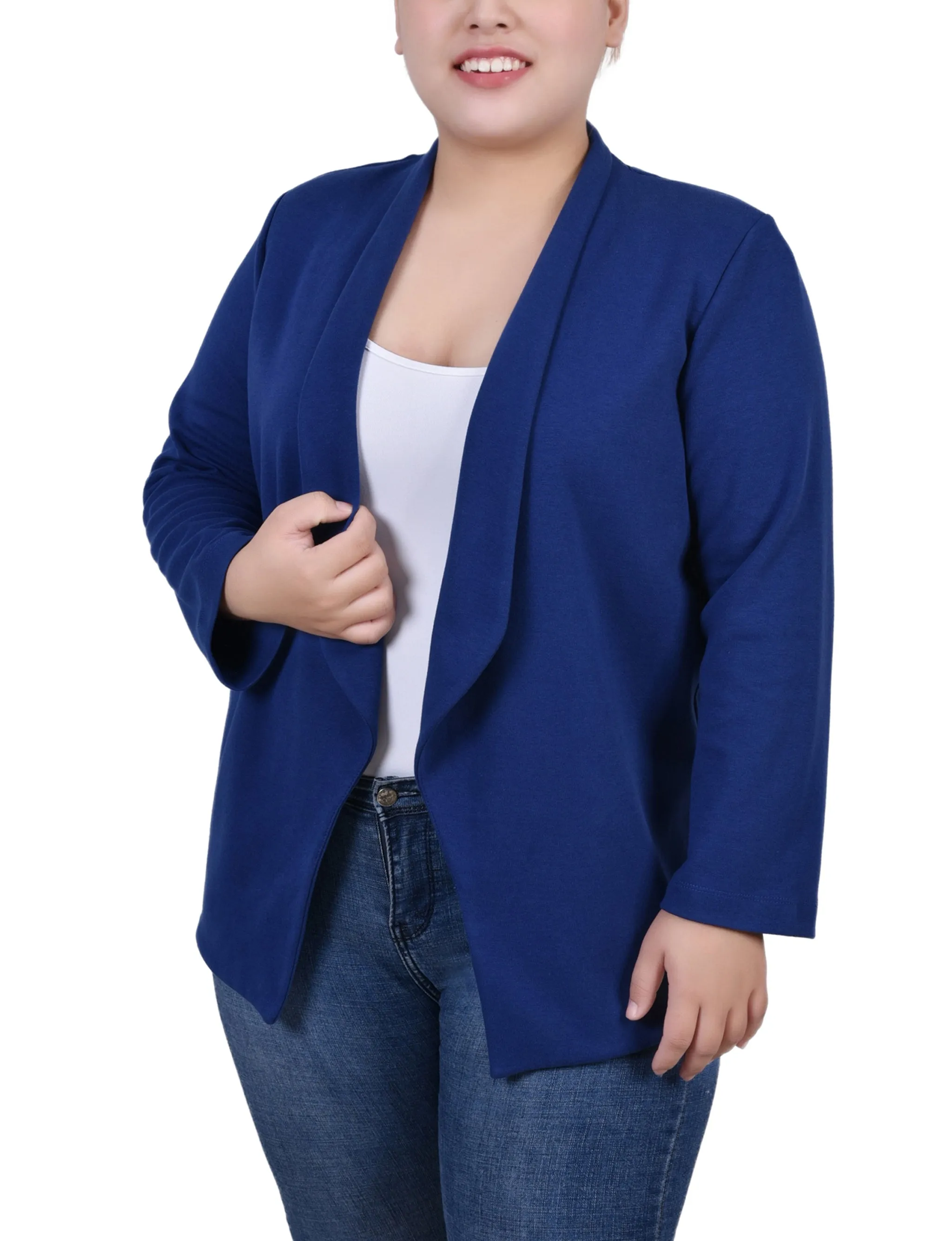 Plus Size 3/4 Sleeve Ponte Jacket