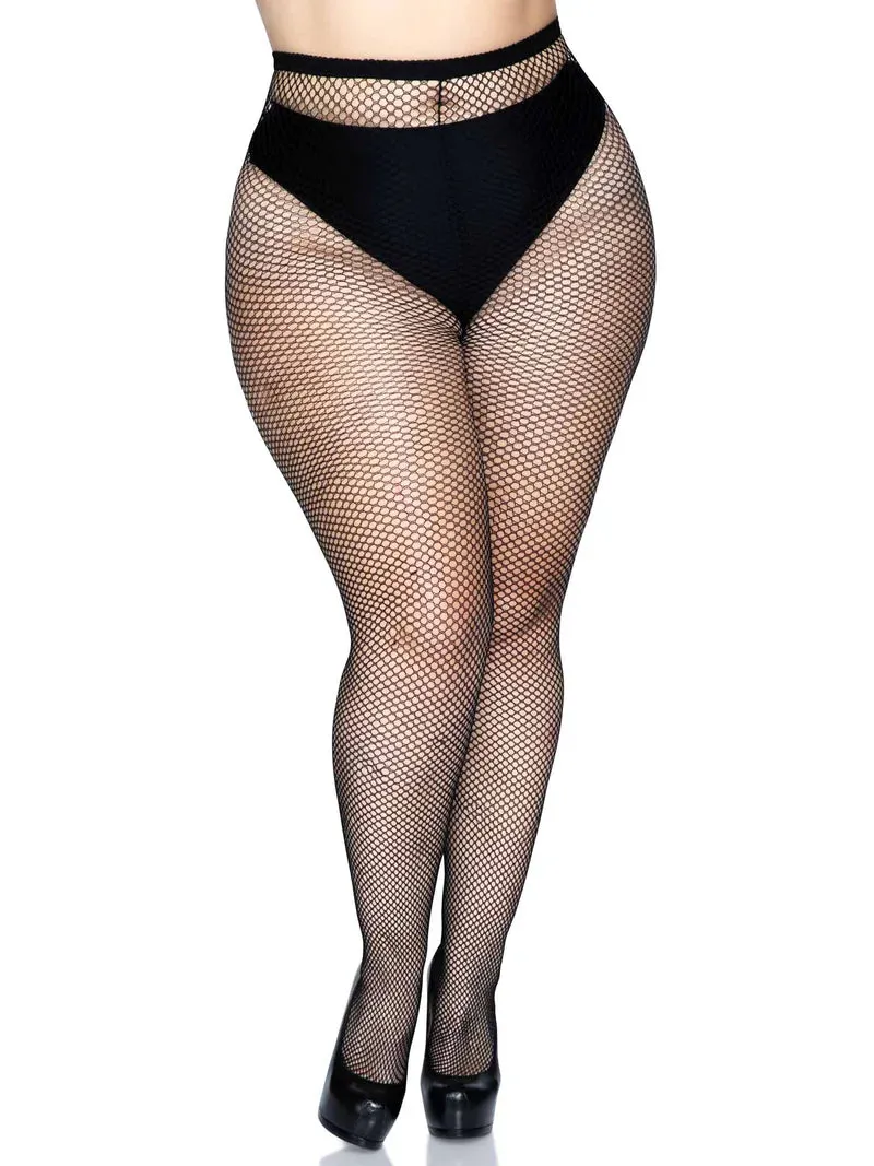 Plus Size Callie Backseam Fishnet Tights