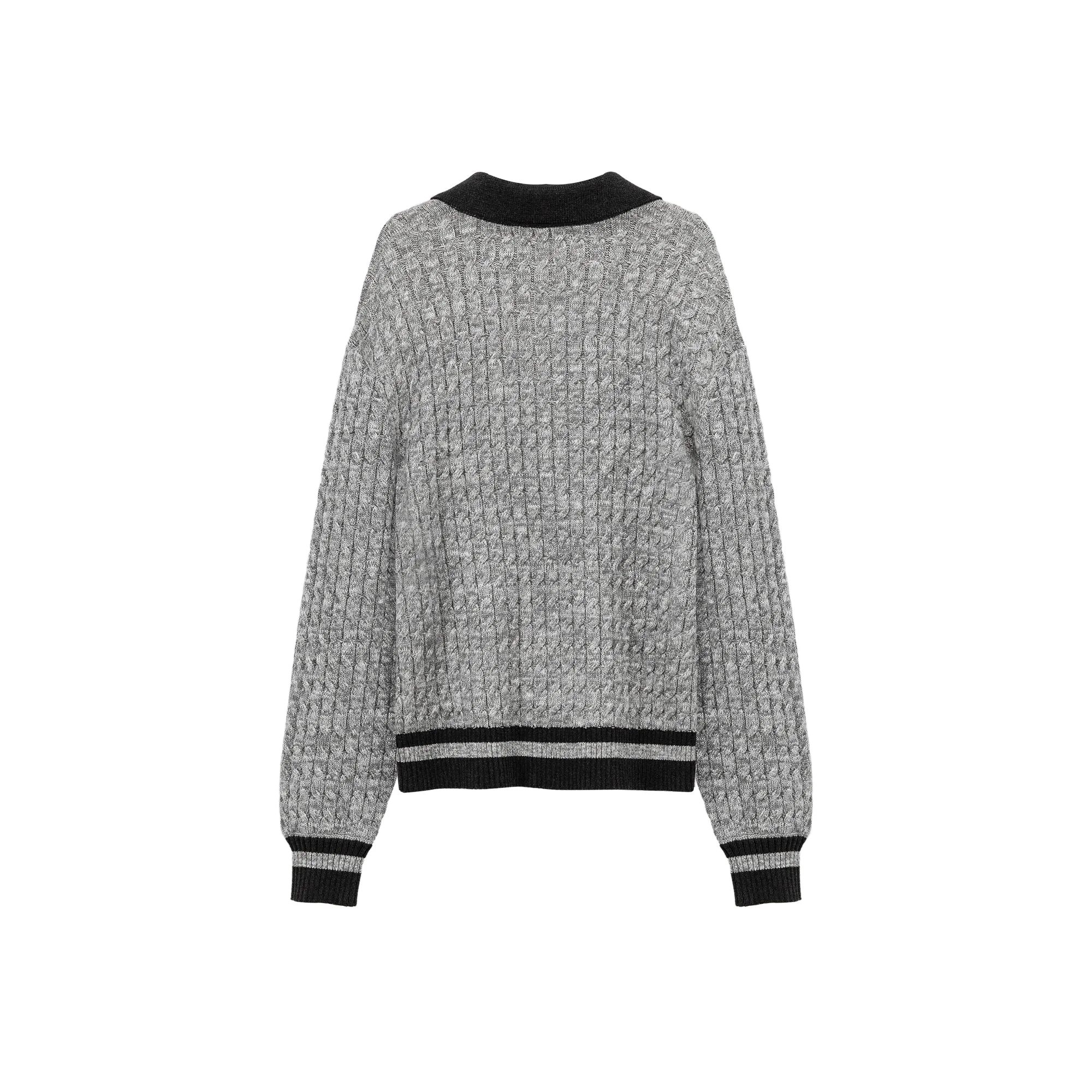 Polo Neck Twist Knit Sweater