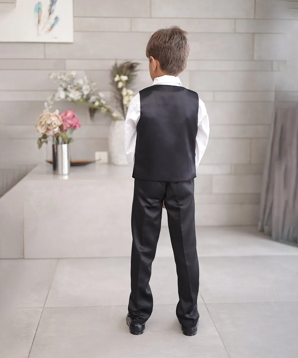 Pre-Order: Black Coloured Shimmer Coat Suit for Boys.(DM For Price)