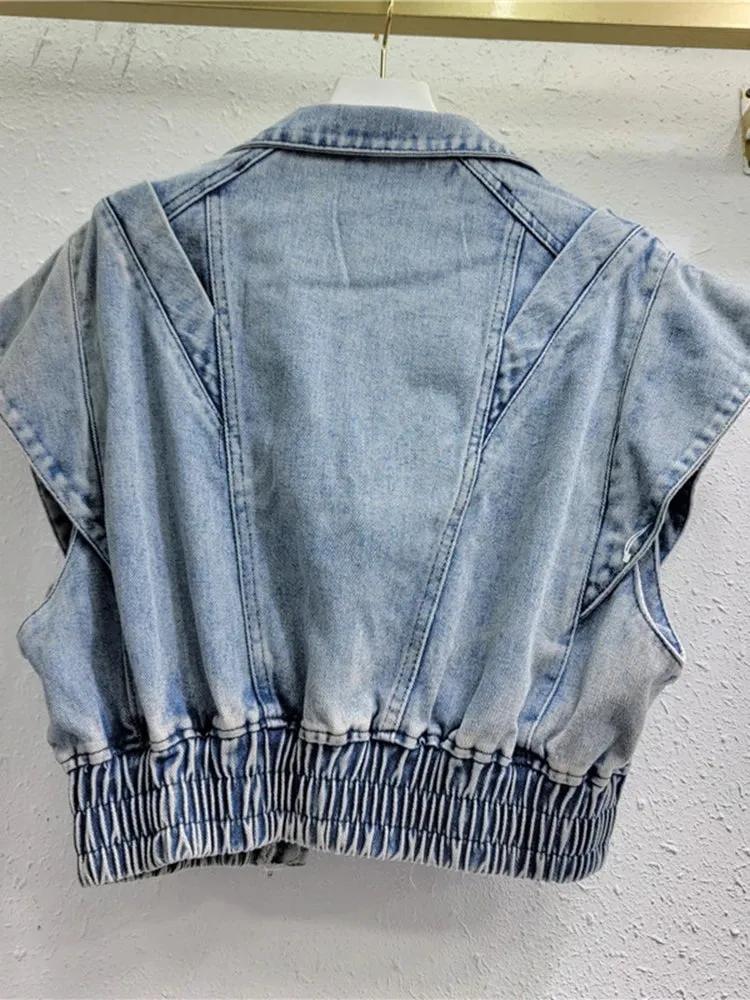 Pre Order:  Retro Blue Washed Denim Vest