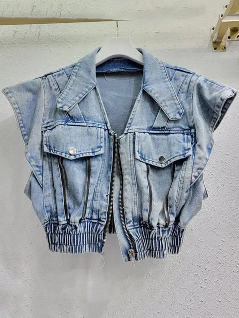 Pre Order:  Retro Blue Washed Denim Vest