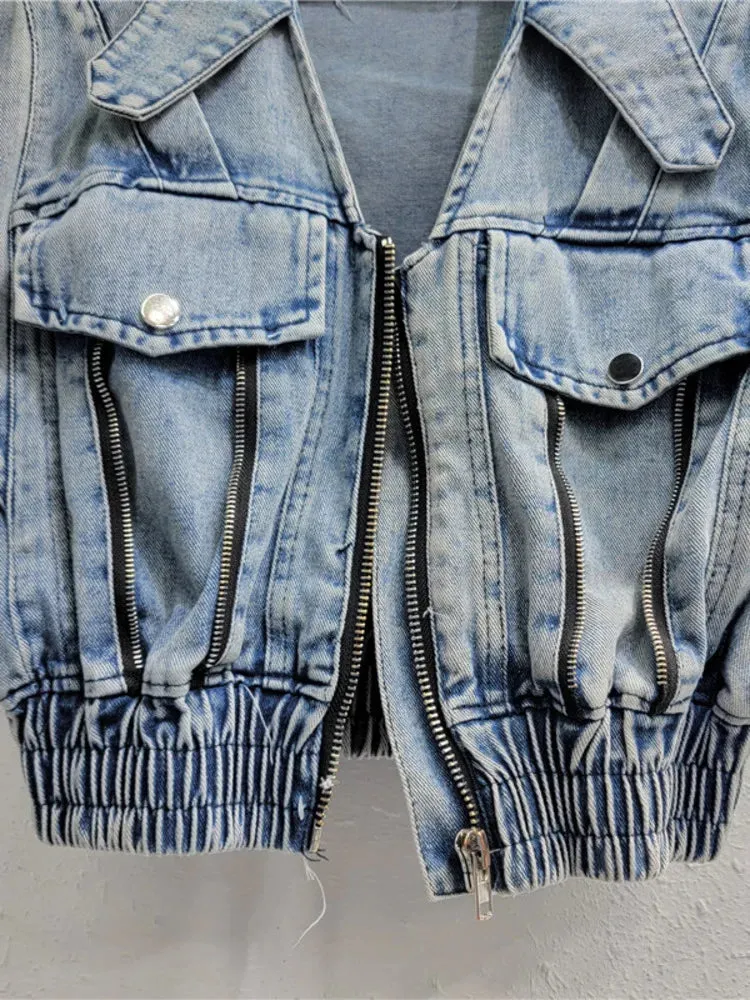 Pre Order:  Retro Blue Washed Denim Vest