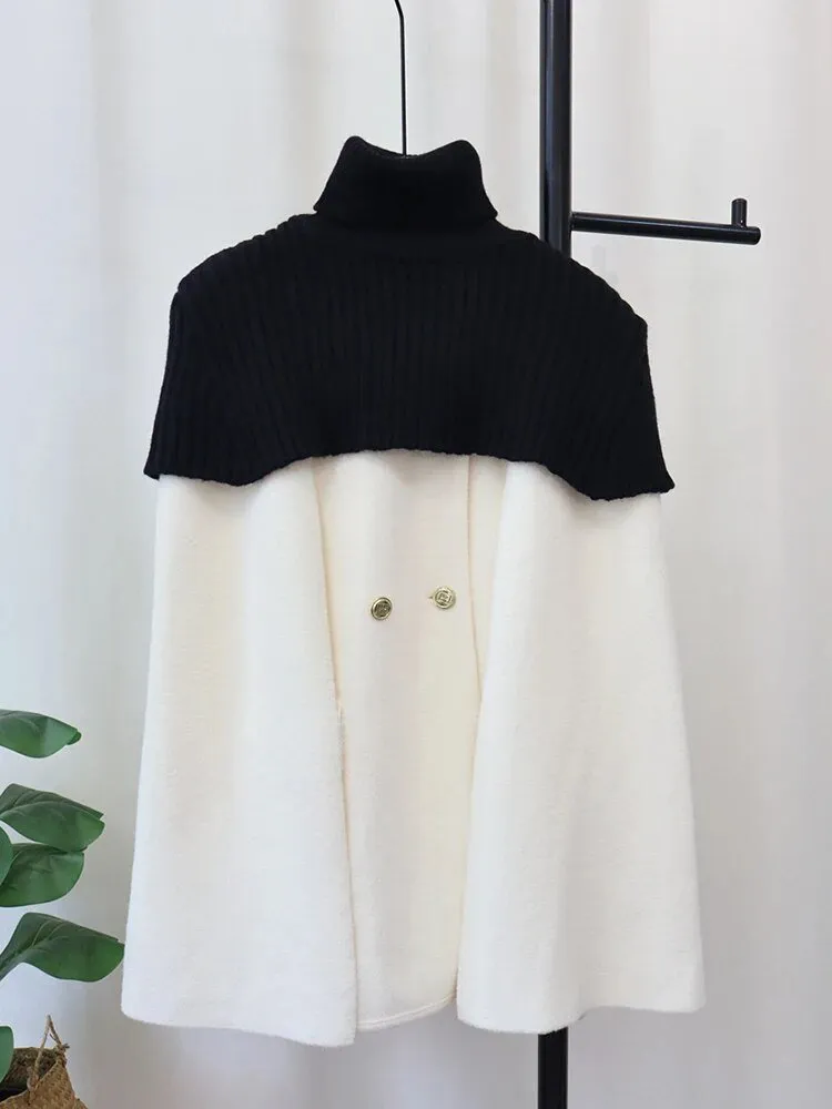 Pre Order:  Woolen Knit Shawl Double-Sided Coat