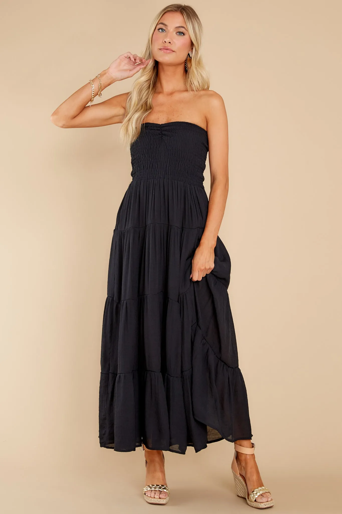 Pretty And Poised Black Maxi Dress