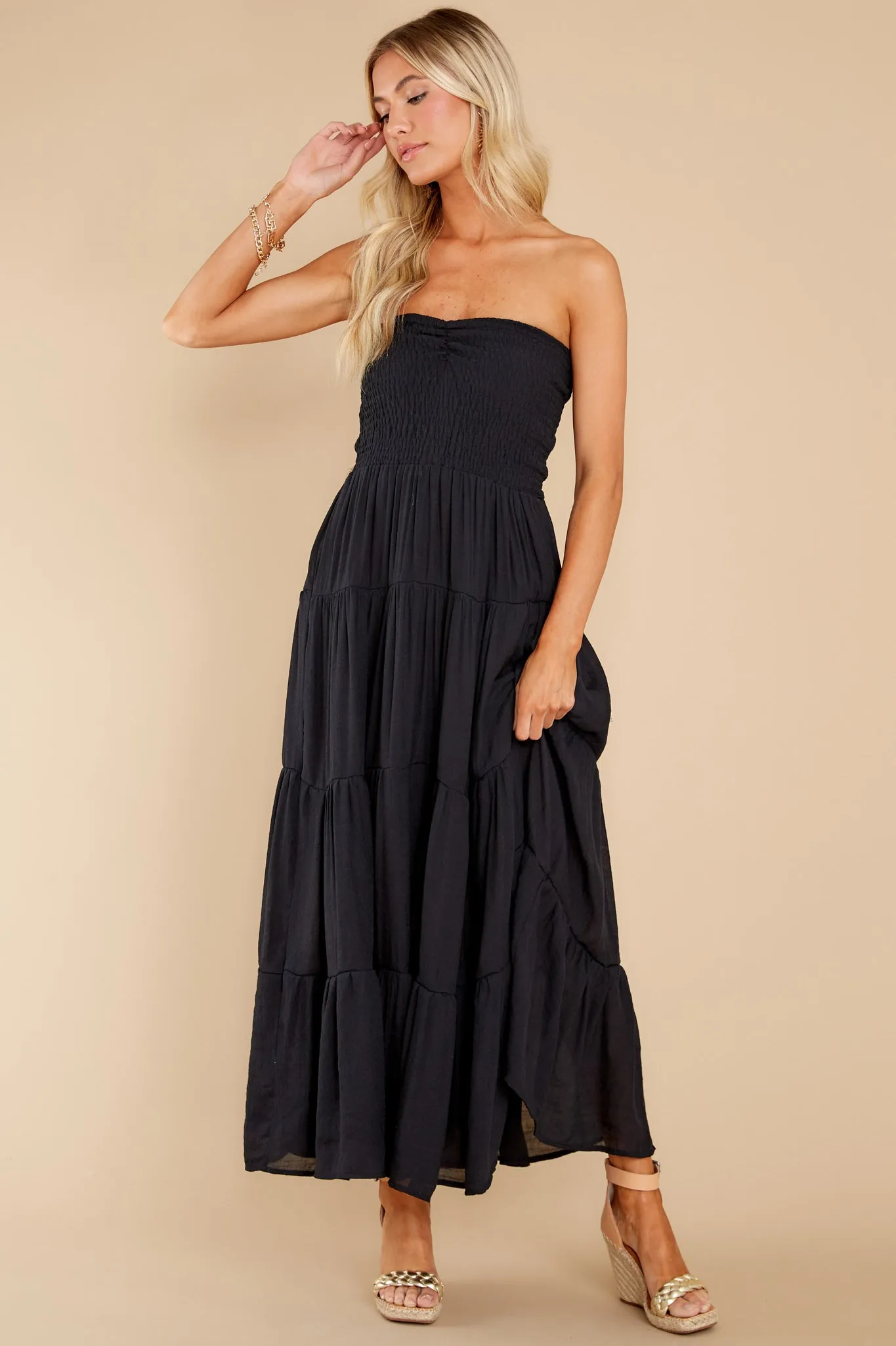 Pretty And Poised Black Maxi Dress