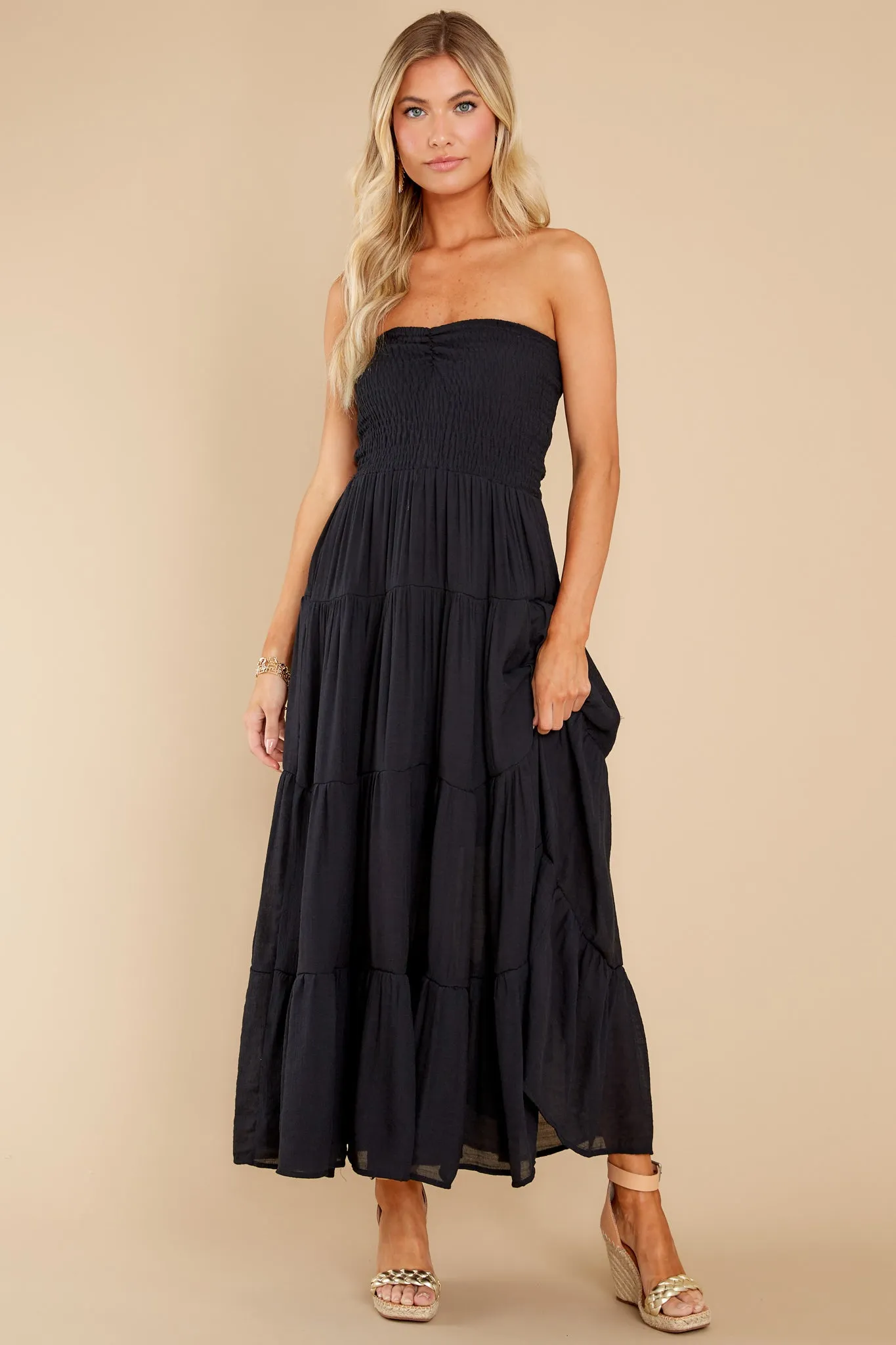 Pretty And Poised Black Maxi Dress