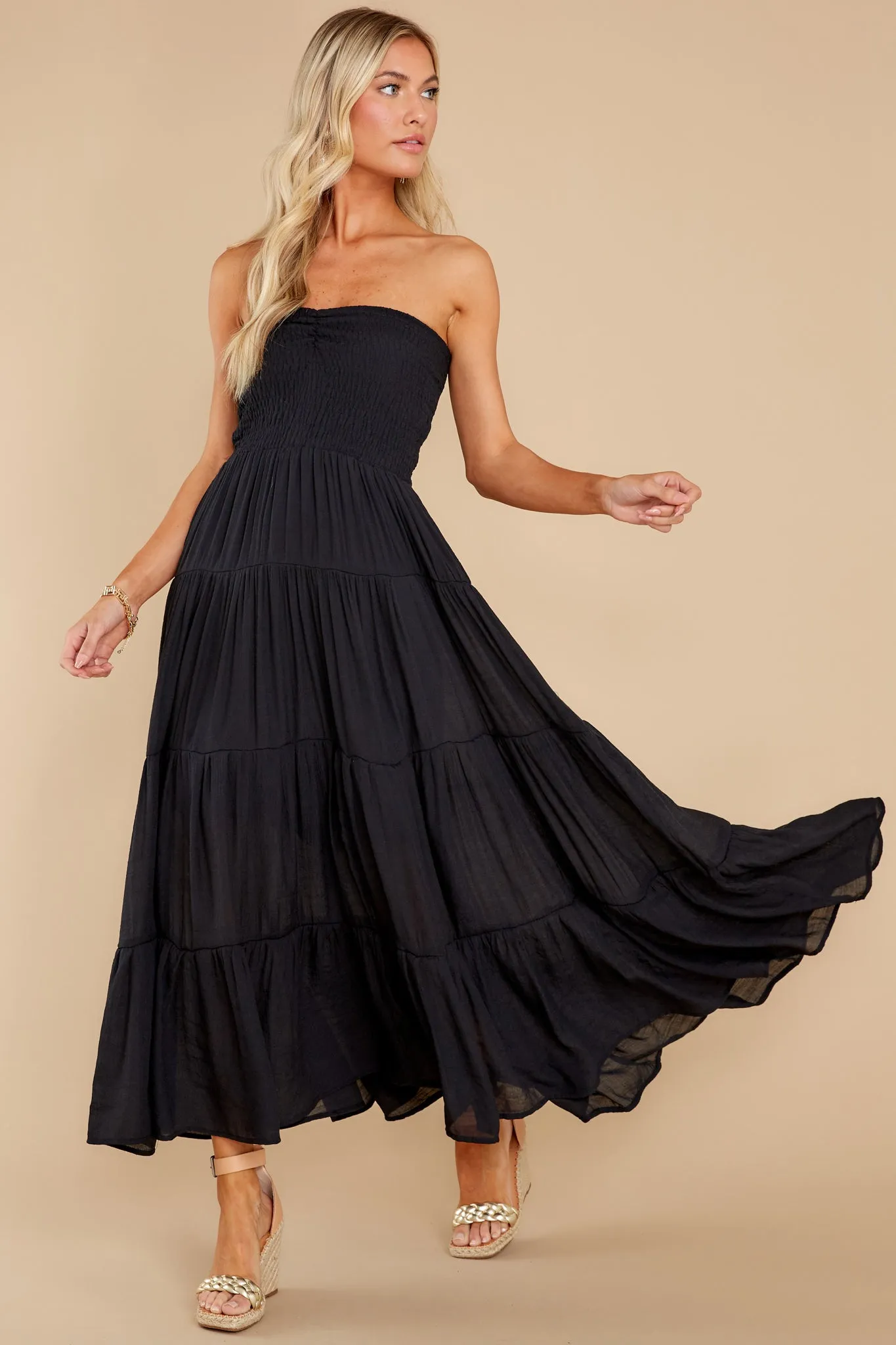 Pretty And Poised Black Maxi Dress