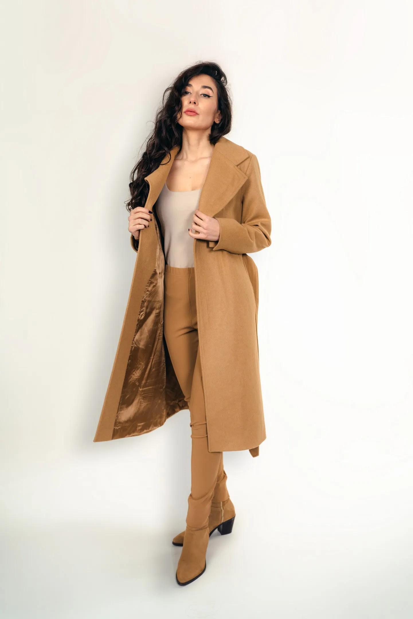 "Margot" Coat Wool Warm Coat in Camel