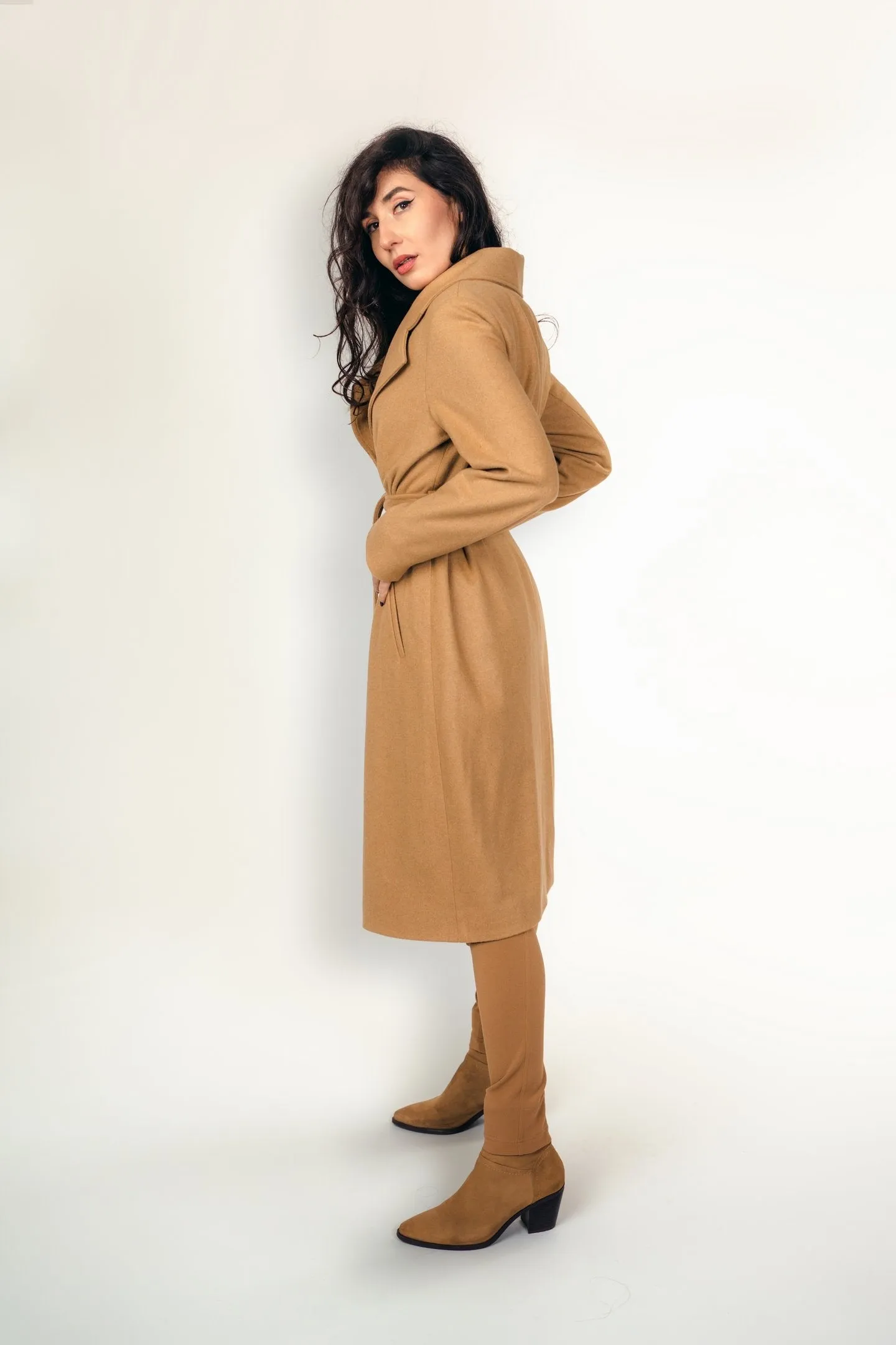 "Margot" Coat Wool Warm Coat in Camel