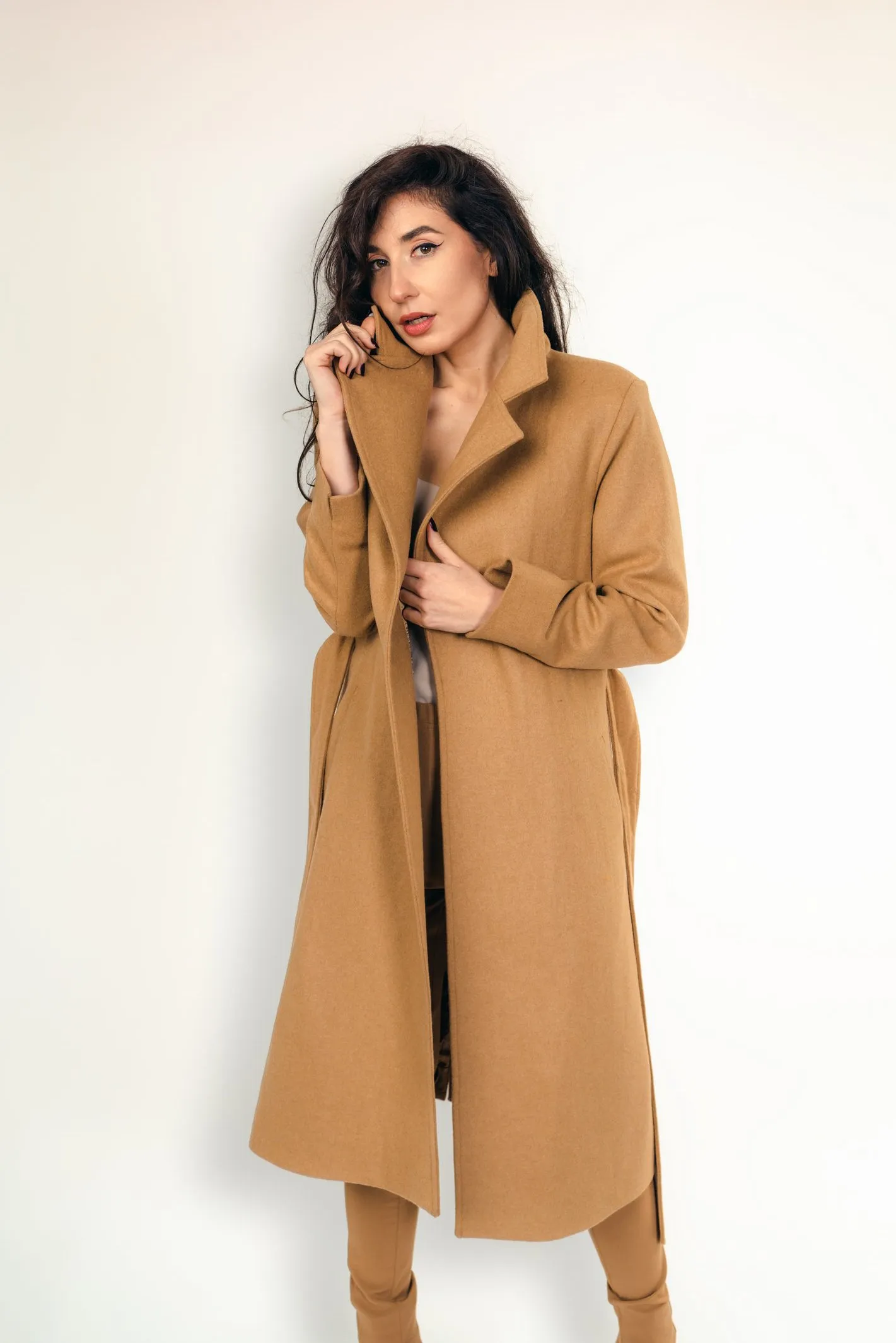 "Margot" Coat Wool Warm Coat in Camel