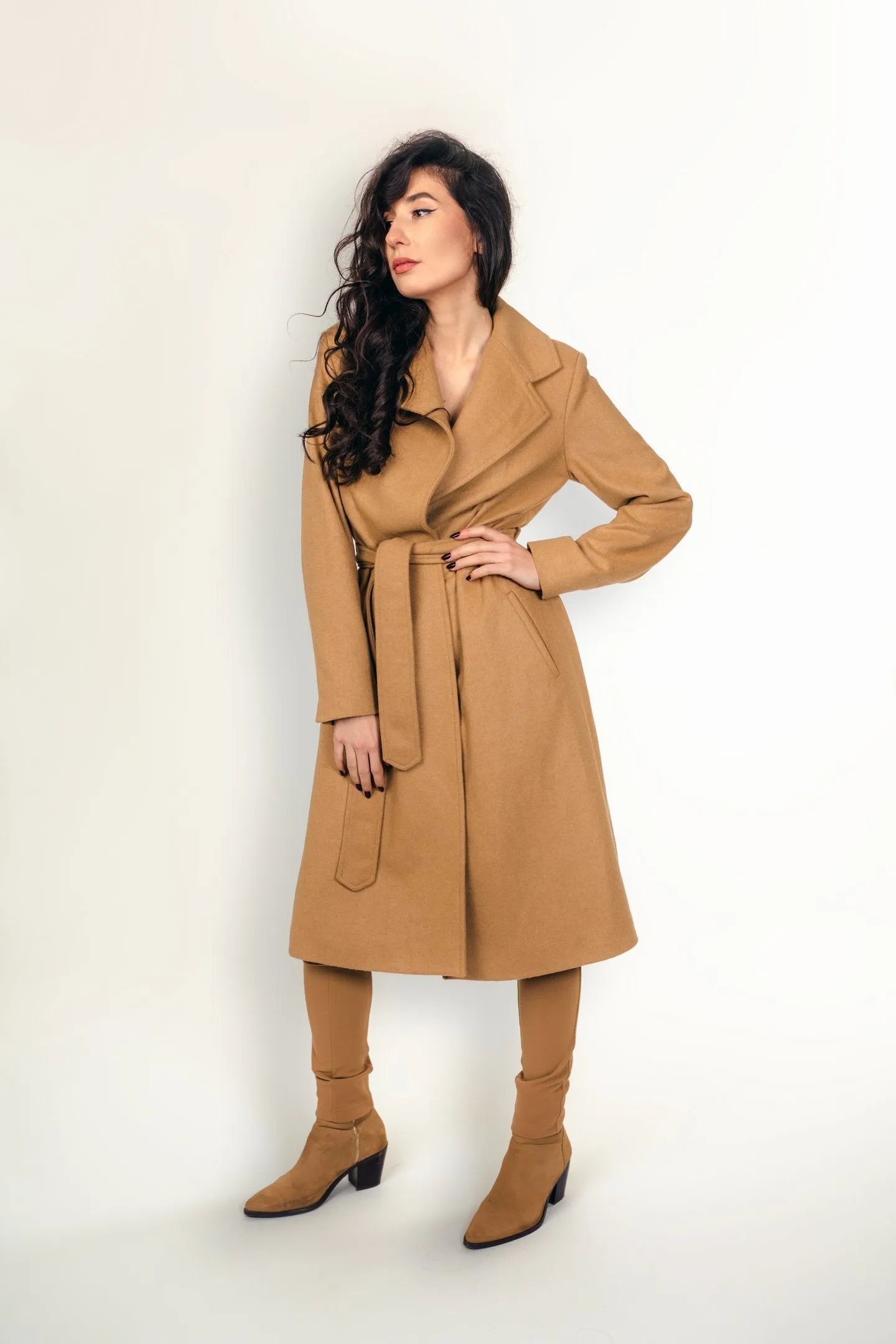 "Margot" Coat Wool Warm Coat in Camel