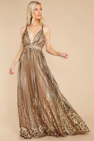 Real Elegance Black And Gold Maxi Dress