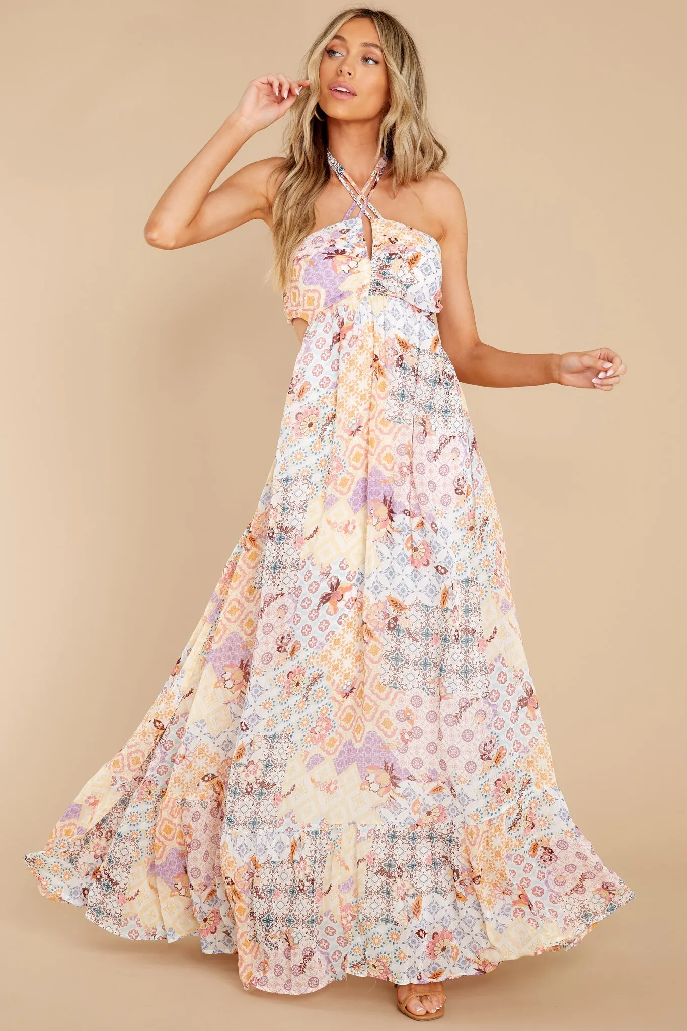 Refresh My Memory Blue Multi Print Maxi Dress