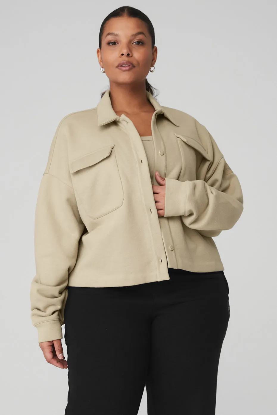 Renown Cropped Button-Up Pullover - California Sand